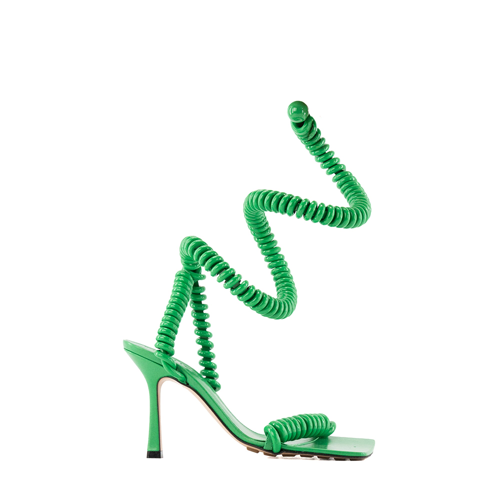 BOTTEGA VENETA - Sandales à talons Bottega Veneta en caoutchouc vert (T35)