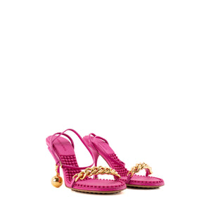 BOTTEGA VENETA - Sandales à talons Dot Hollyhock Bottega Veneta en cuir et caoutchouc rose (T38,5)