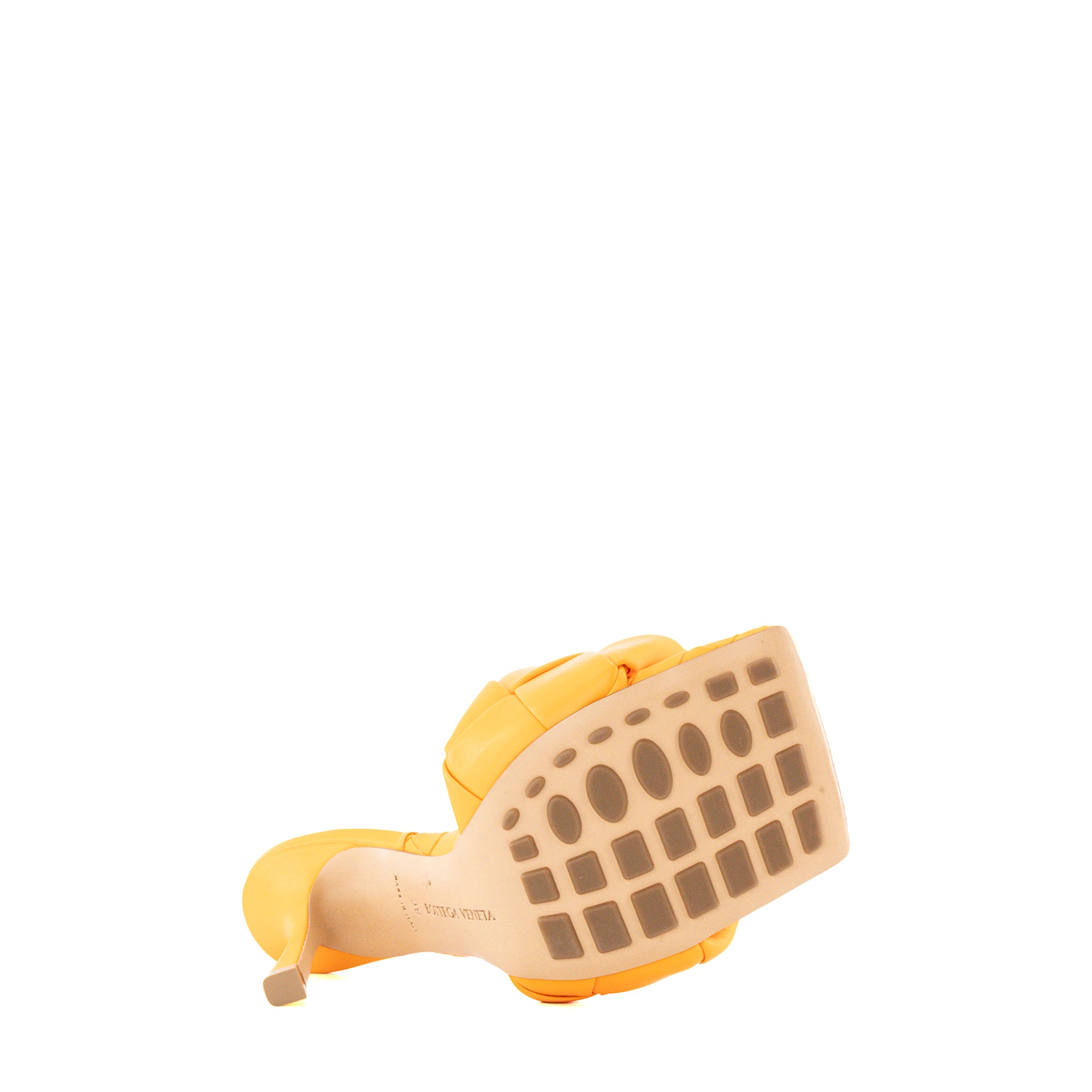 BOTTEGA VENETA - Sandales à talons Lido Bottega Veneta en cuir intrecciato orange (T39)