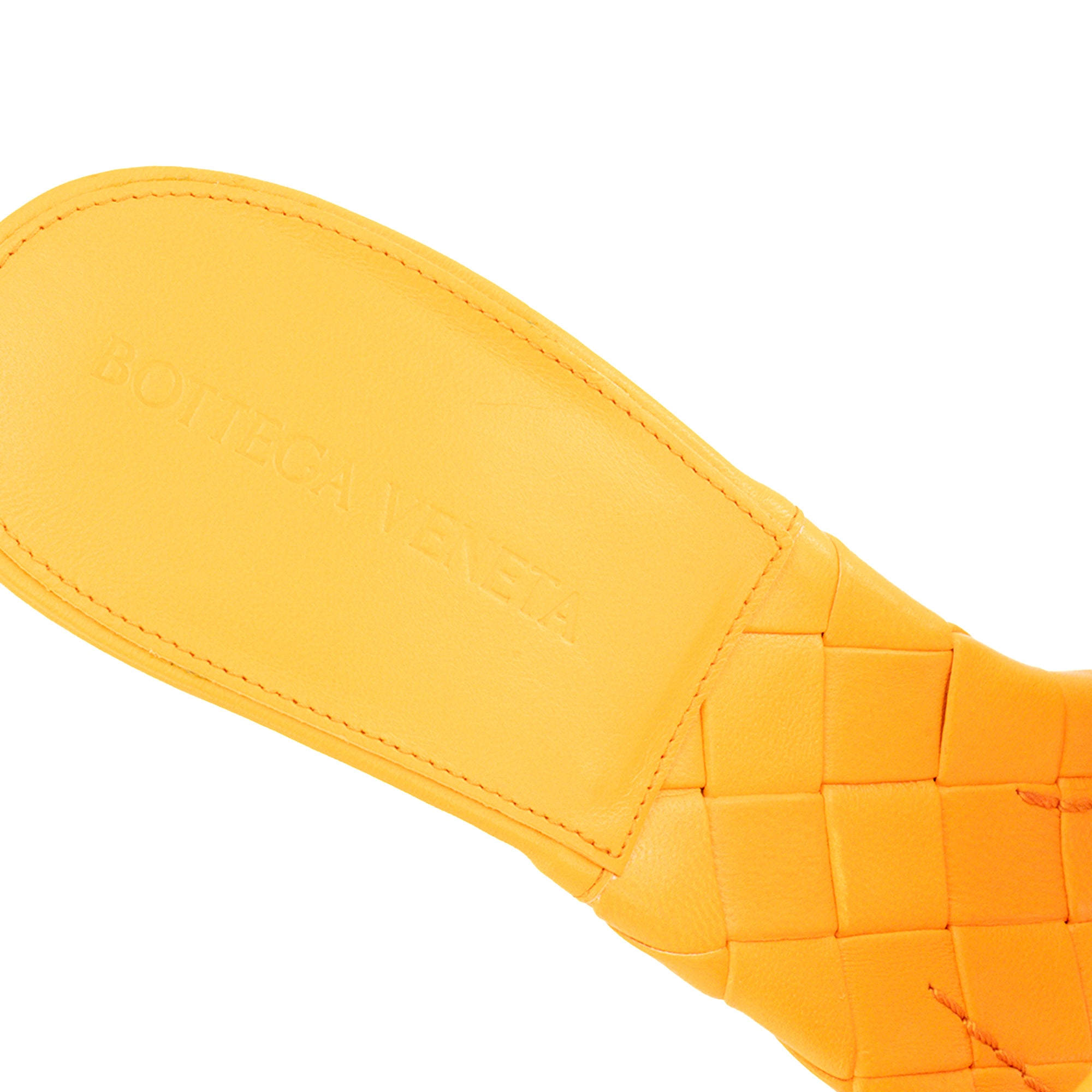 BOTTEGA VENETA - Sandales à talons Lido Bottega Veneta en cuir intrecciato orange (T39)