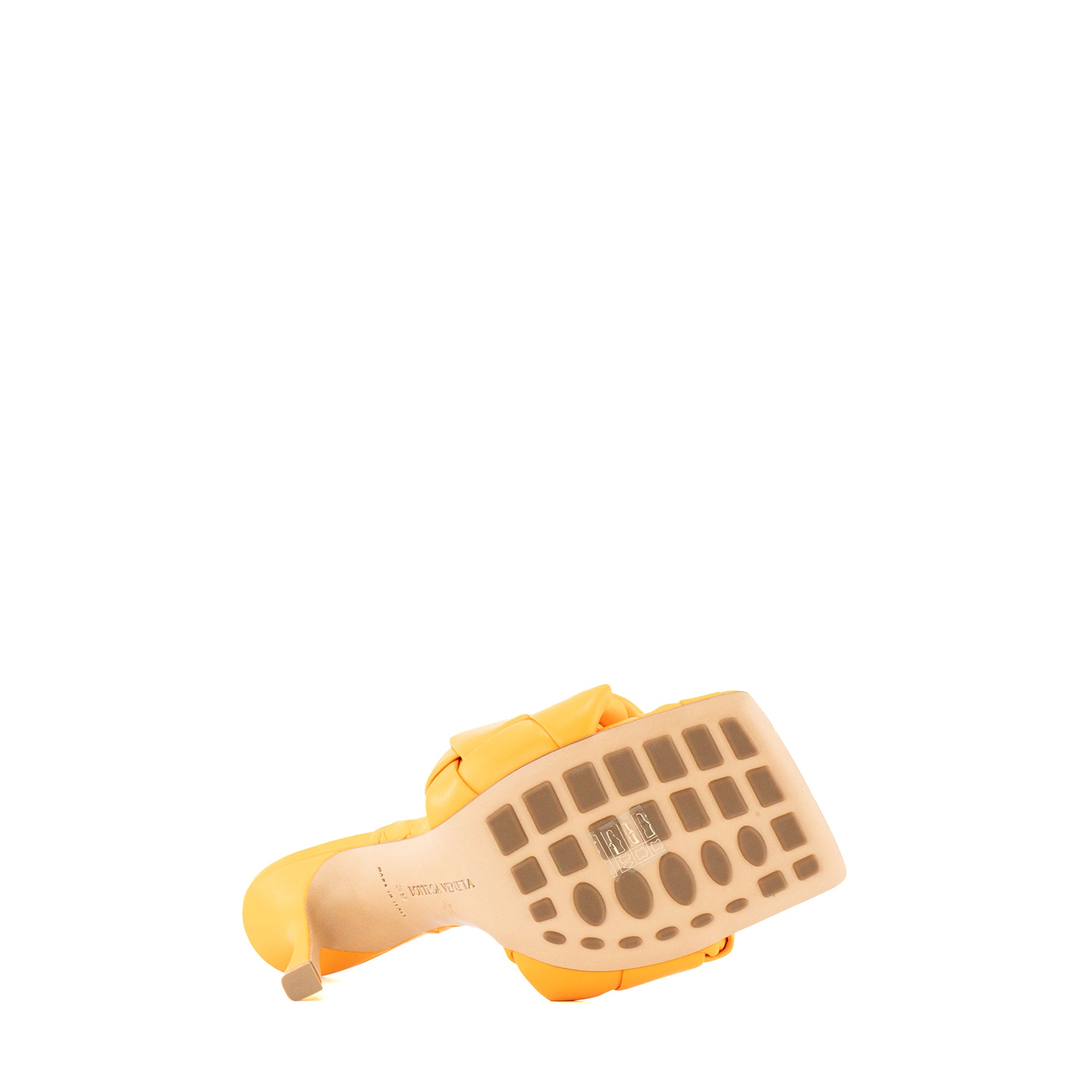 BOTTEGA VENETA - Sandales à talons Lido Bottega Veneta en cuir intrecciato orange (T39)