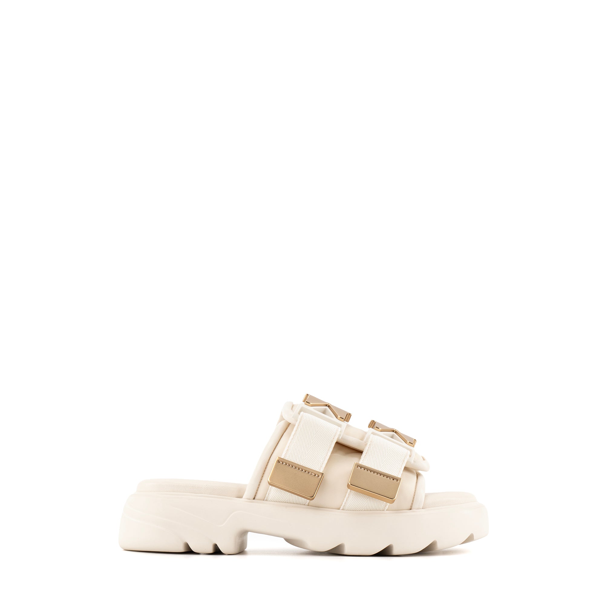 BOTTEGA VENETA - Sandales Flash Bottega Veneta en toile blanc cassé (T37)