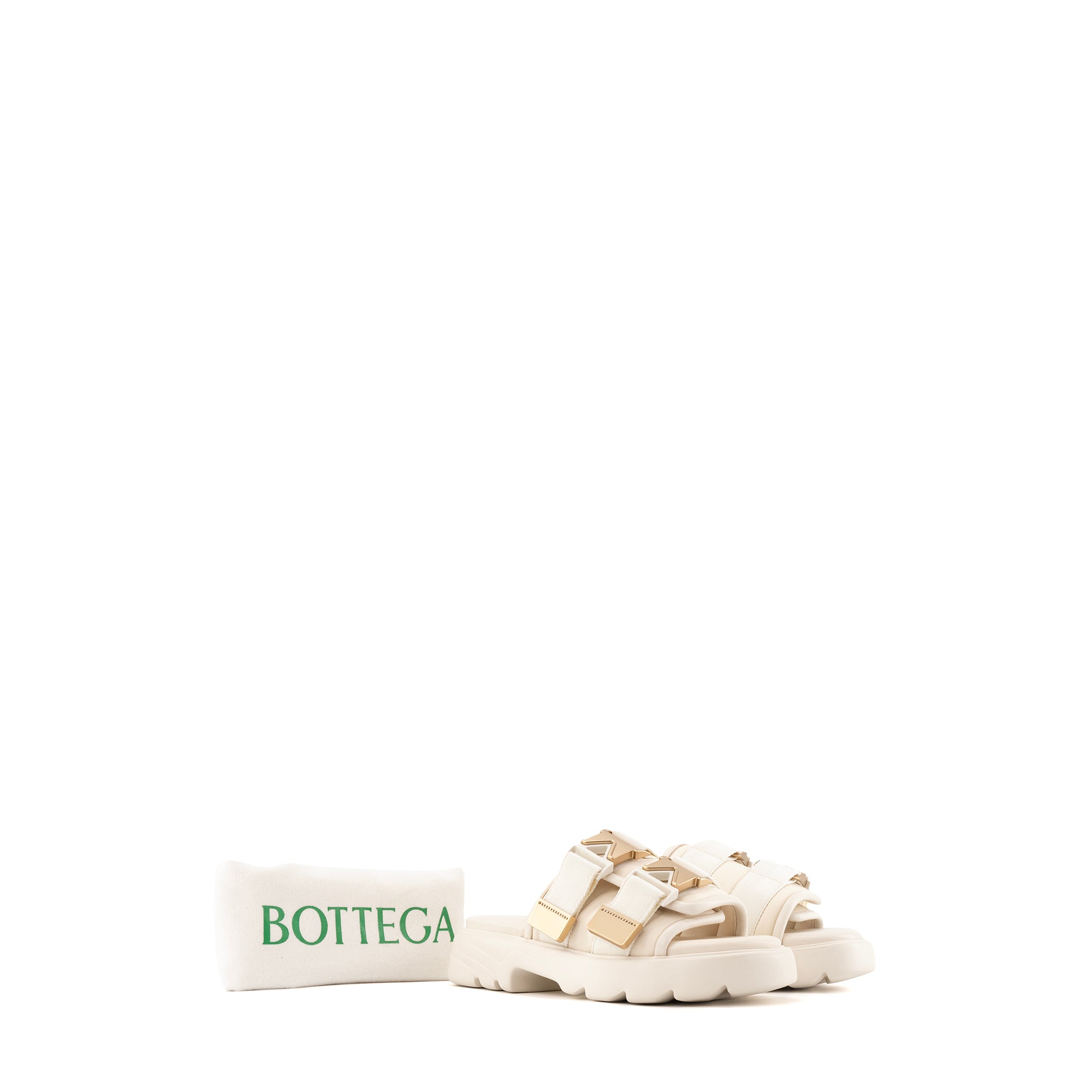 BOTTEGA VENETA - Sandales Flash Bottega Veneta en toile blanc cassé (T37)