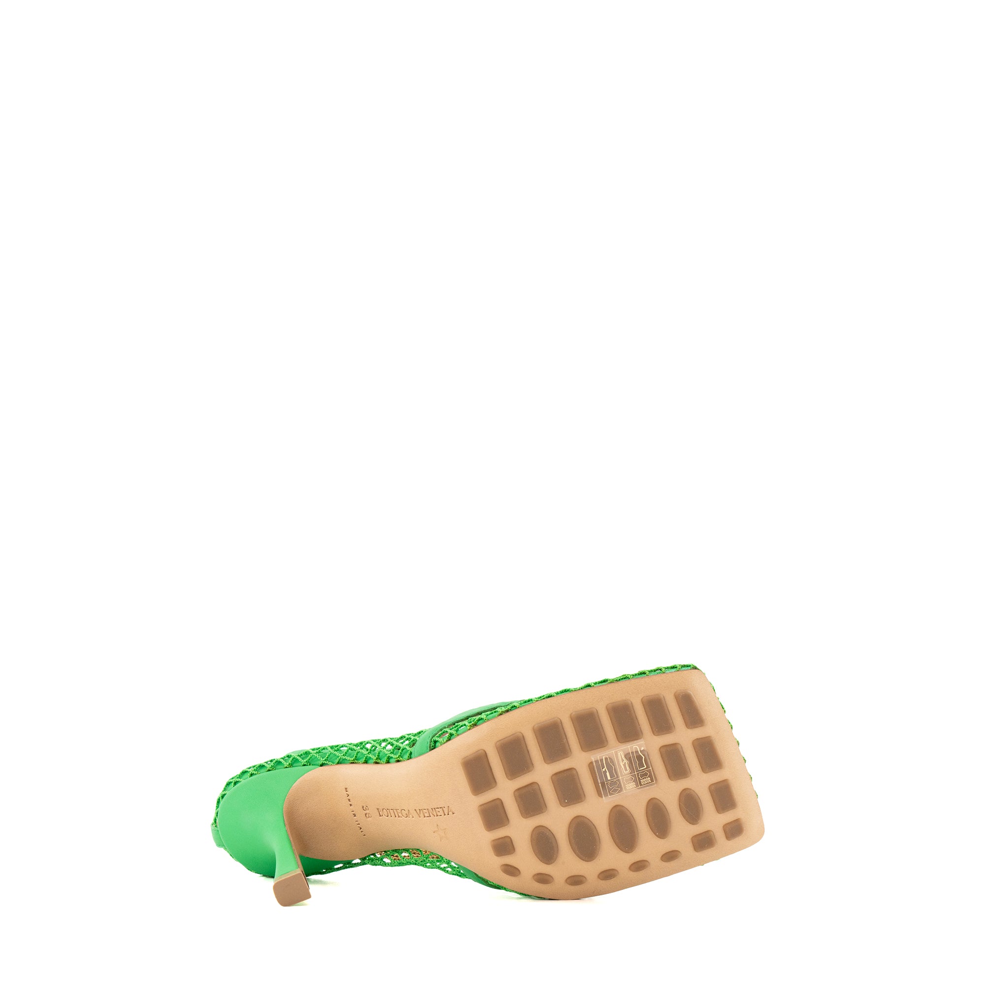 BOTTEGA VENETA - Sandales à talons Mesh Nappa Bottega Veneta en cordes et cuir vert (T38)