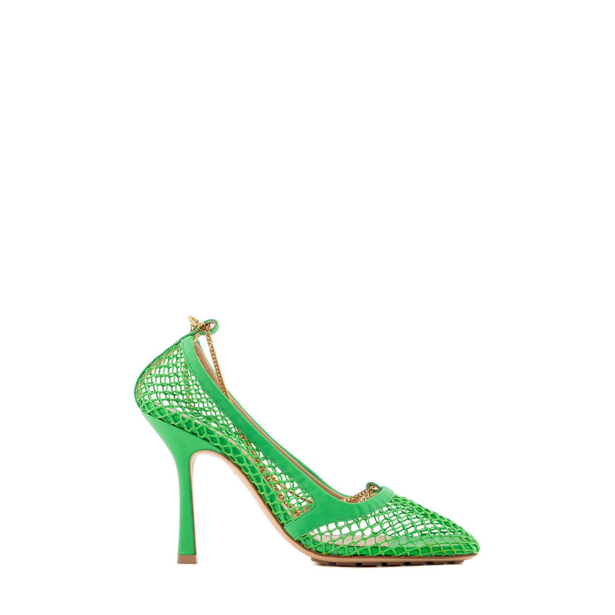 BOTTEGA VENETA - Sandales à talons Mesh Nappa Bottega Veneta en cordes et cuir vert (T38)