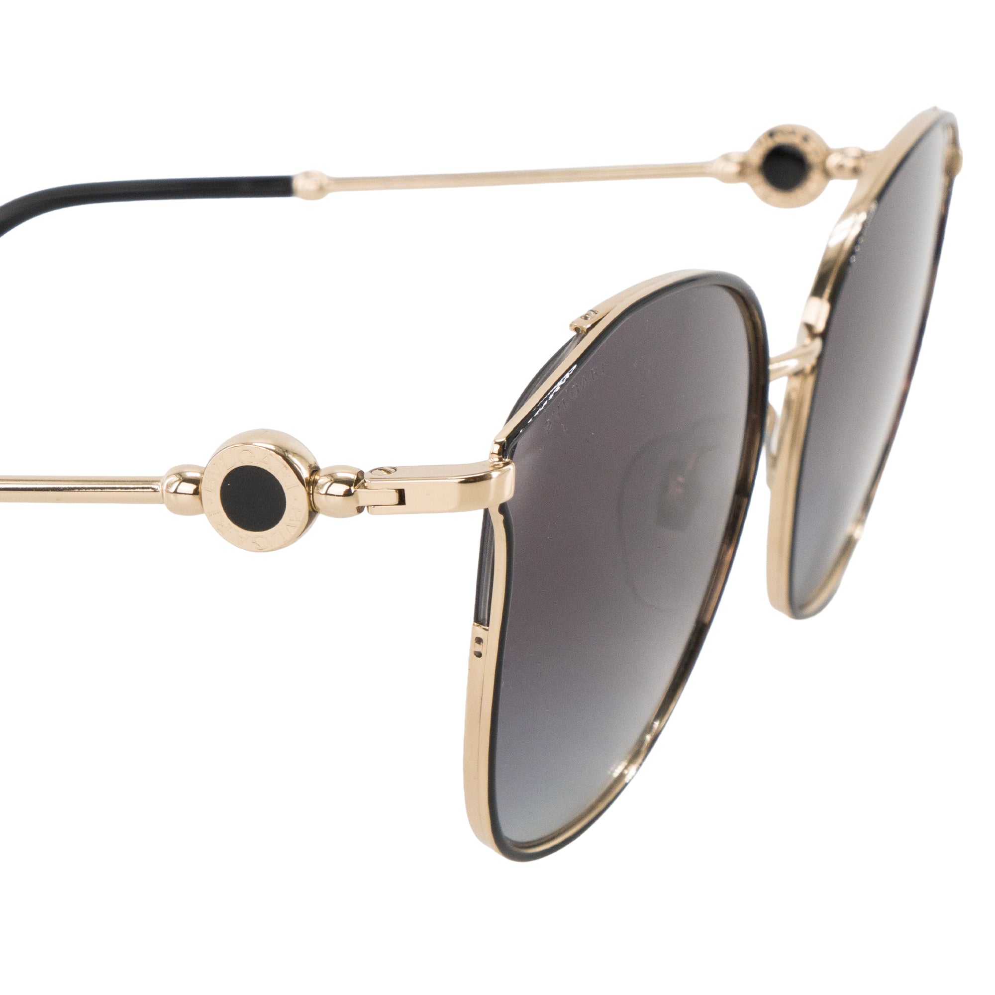 BULGARI - Lunettes de soleil Bulgari en métal doré et noir