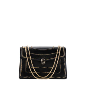 BULGARI - Sac à épaule Serpenti Bulgari en cuir lisse noir