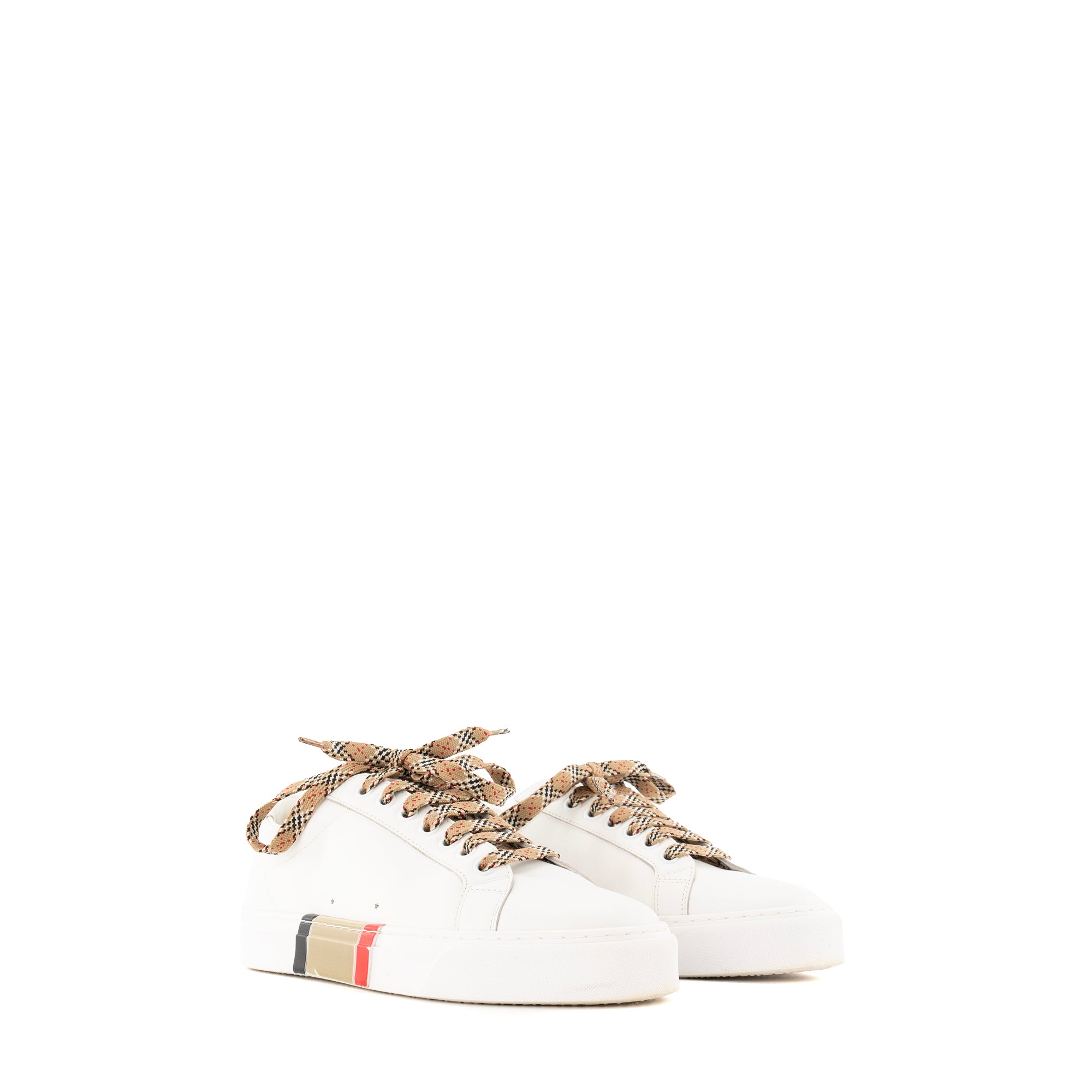 BURBERRY - Sneakers Burberry en cuir lisse blanc (T37)