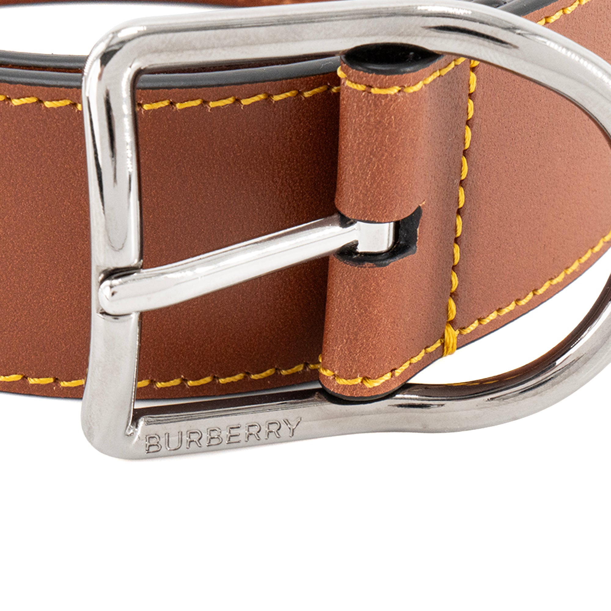 BURBERRY - Ceinture Jack40 Burberry en cuir lisse marron (T85)