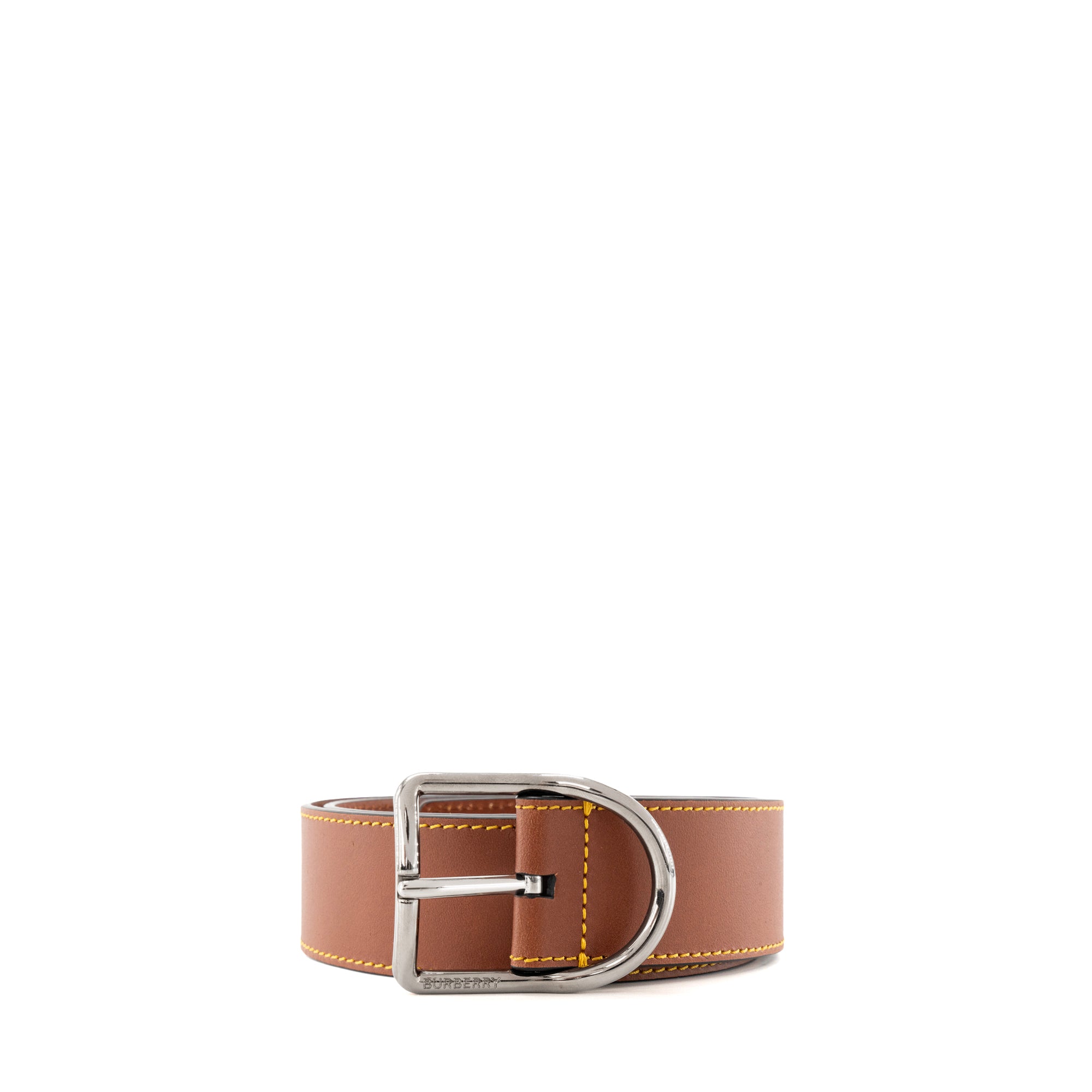 BURBERRY - Ceinture Jack40 Burberry en cuir lisse marron (T85)