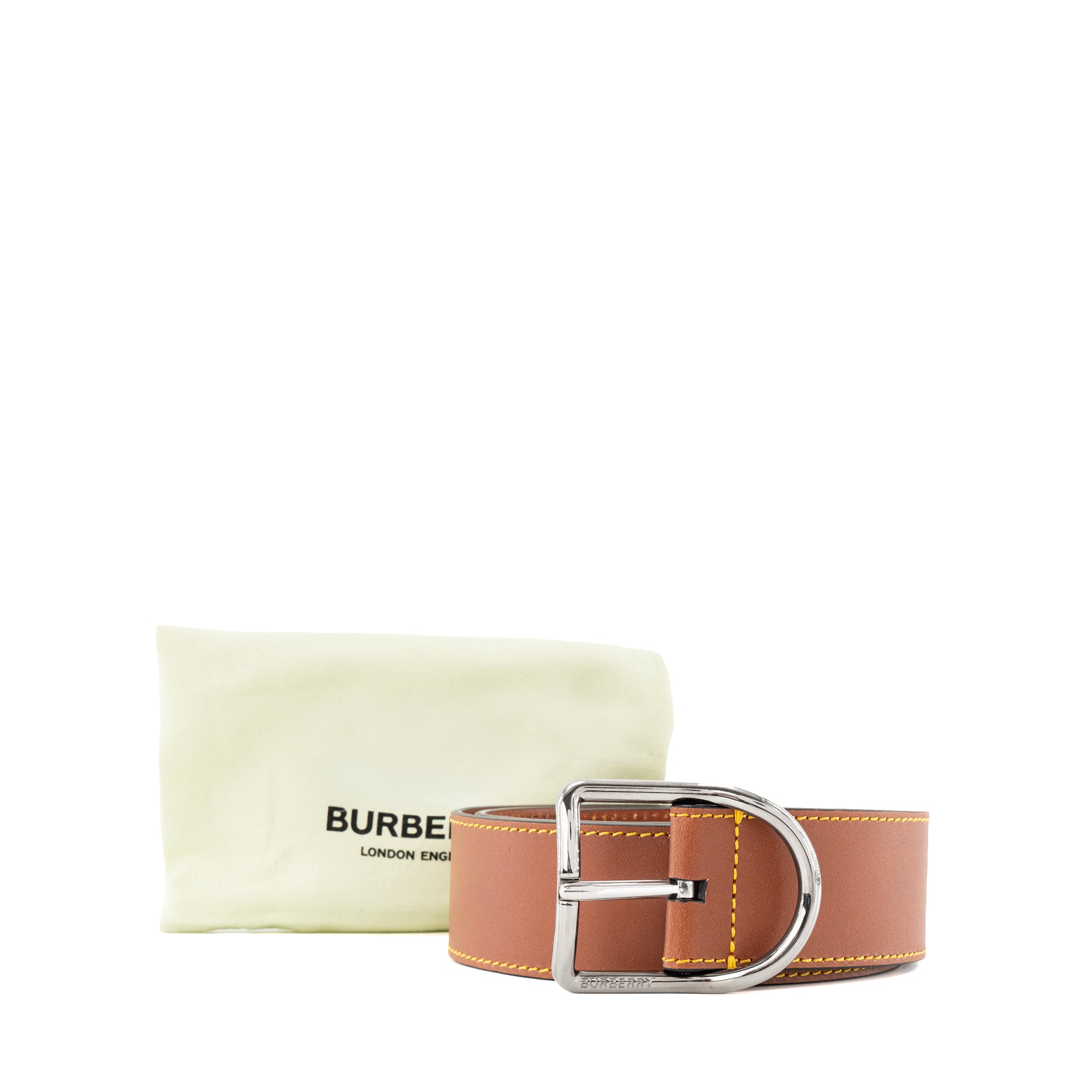 BURBERRY - Ceinture Jack40 Burberry en cuir lisse marron (T85)