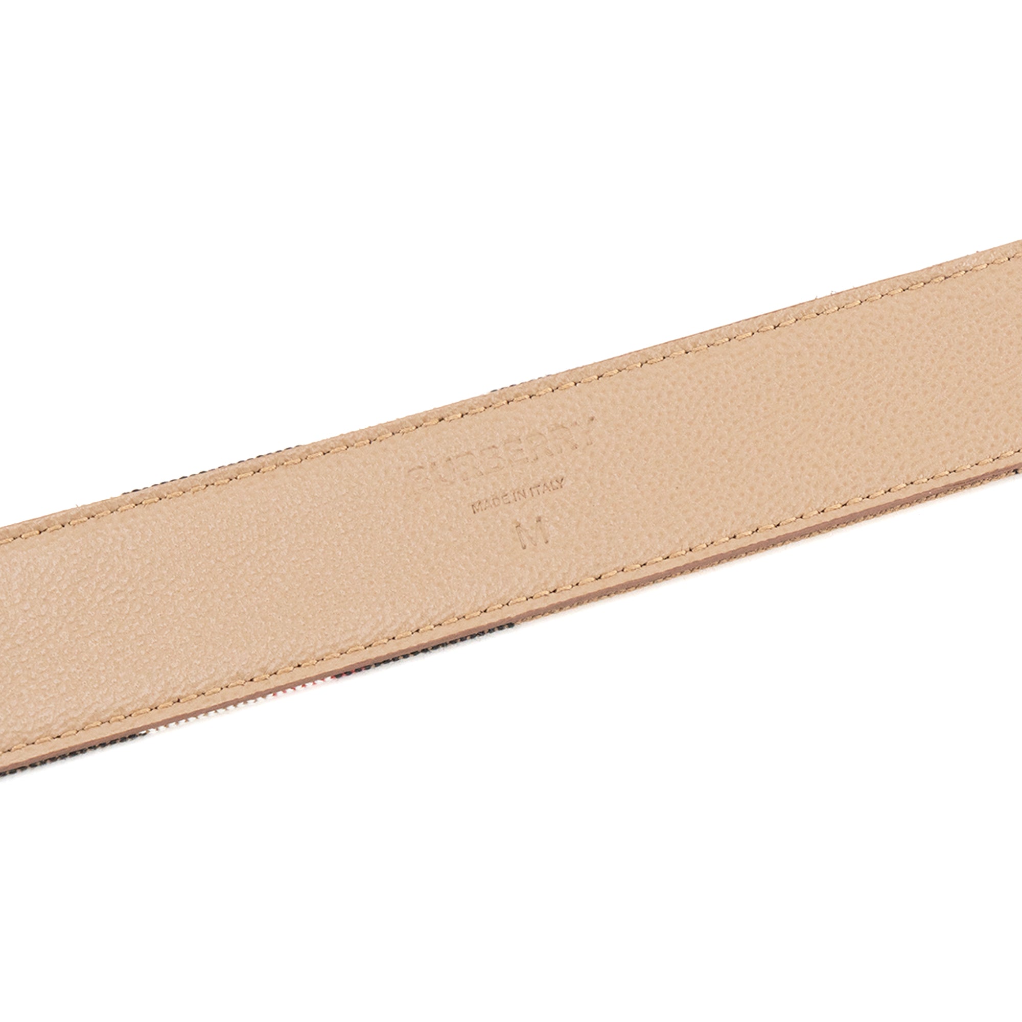 BURBERRY - Ceinture réversible Burberry en toile check marron et cuir grainé beige (M)