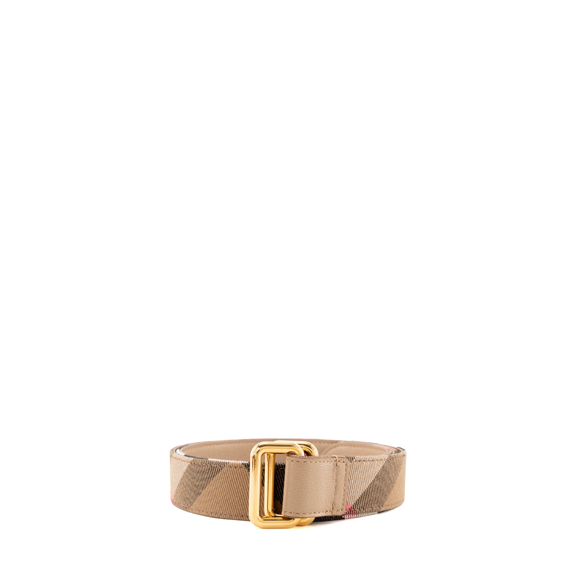 BURBERRY - Ceinture réversible Burberry en toile check marron et cuir grainé beige (M)