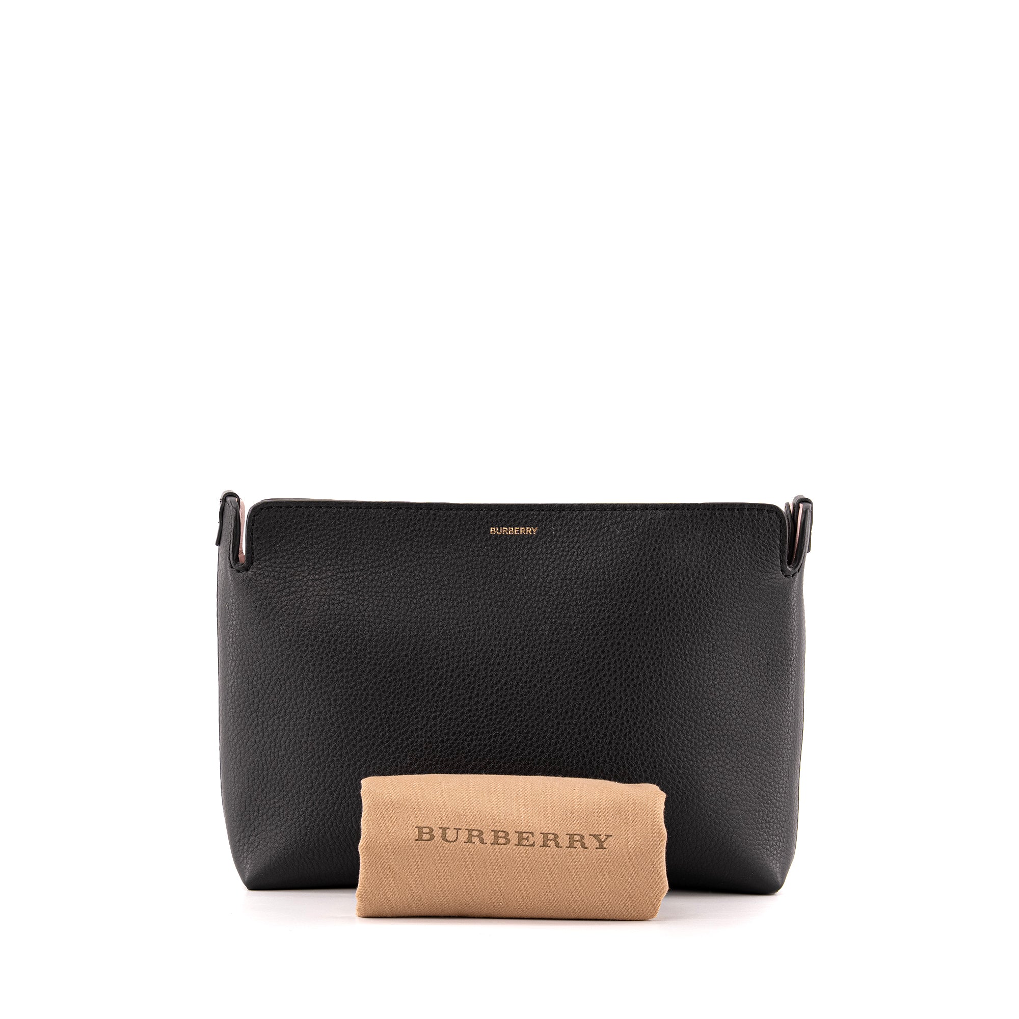 BURBERRY - Pochette Burberry en cuir grainé noir