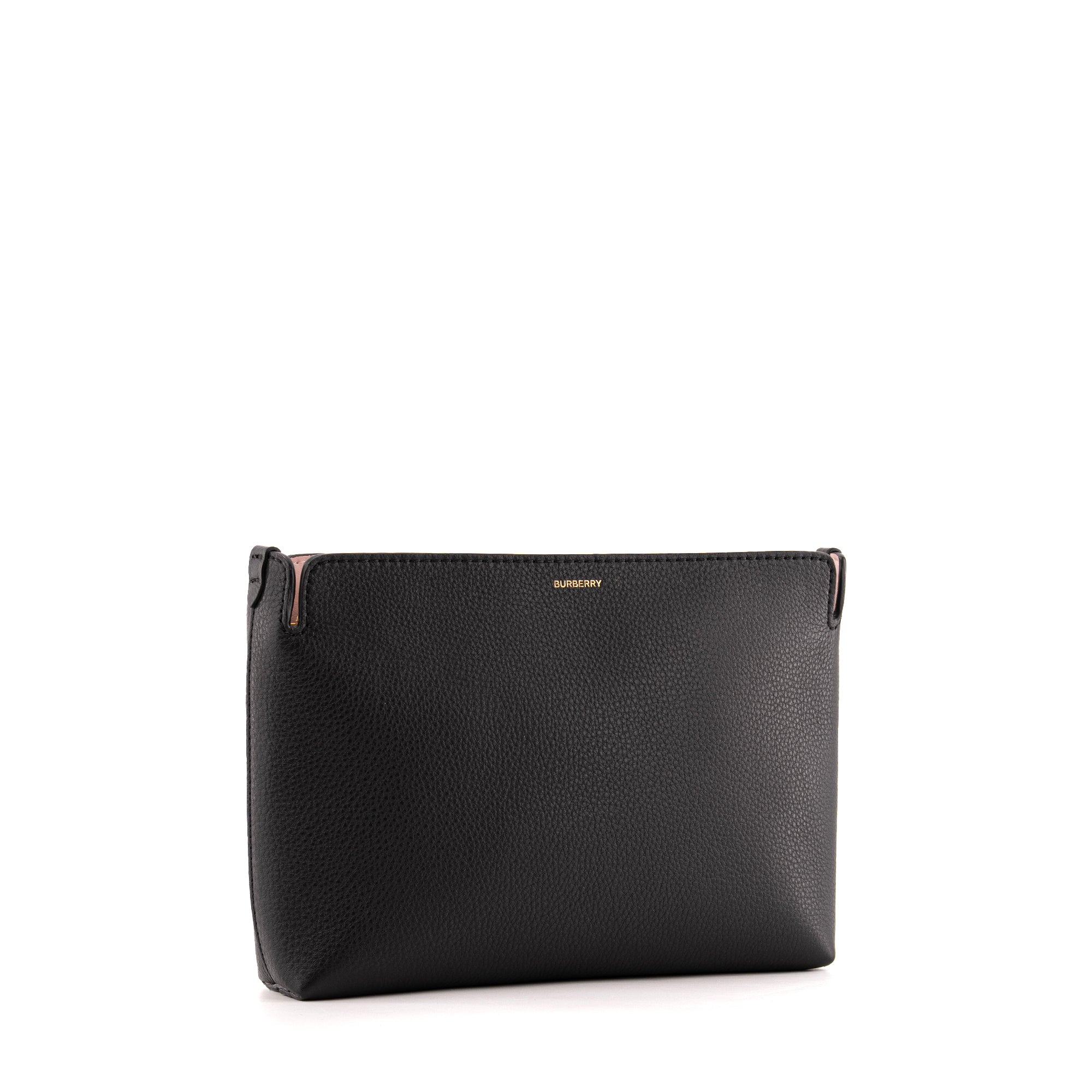 BURBERRY - Pochette Burberry en cuir grainé noir