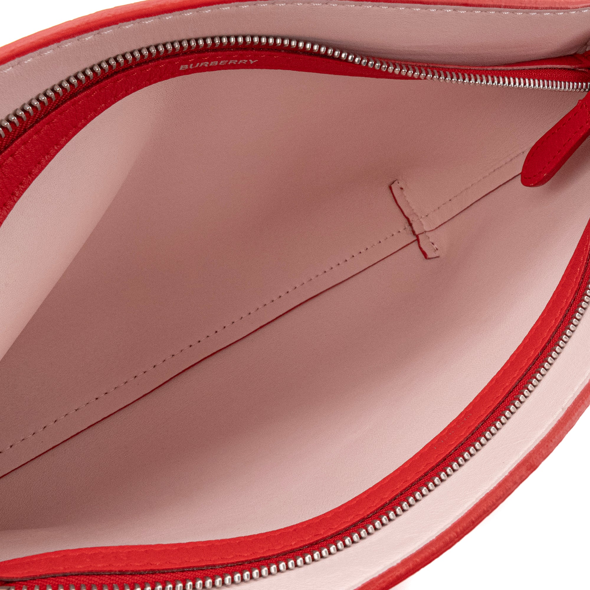 BURBERRY - Pochette Burberry en cuir grainé rouge