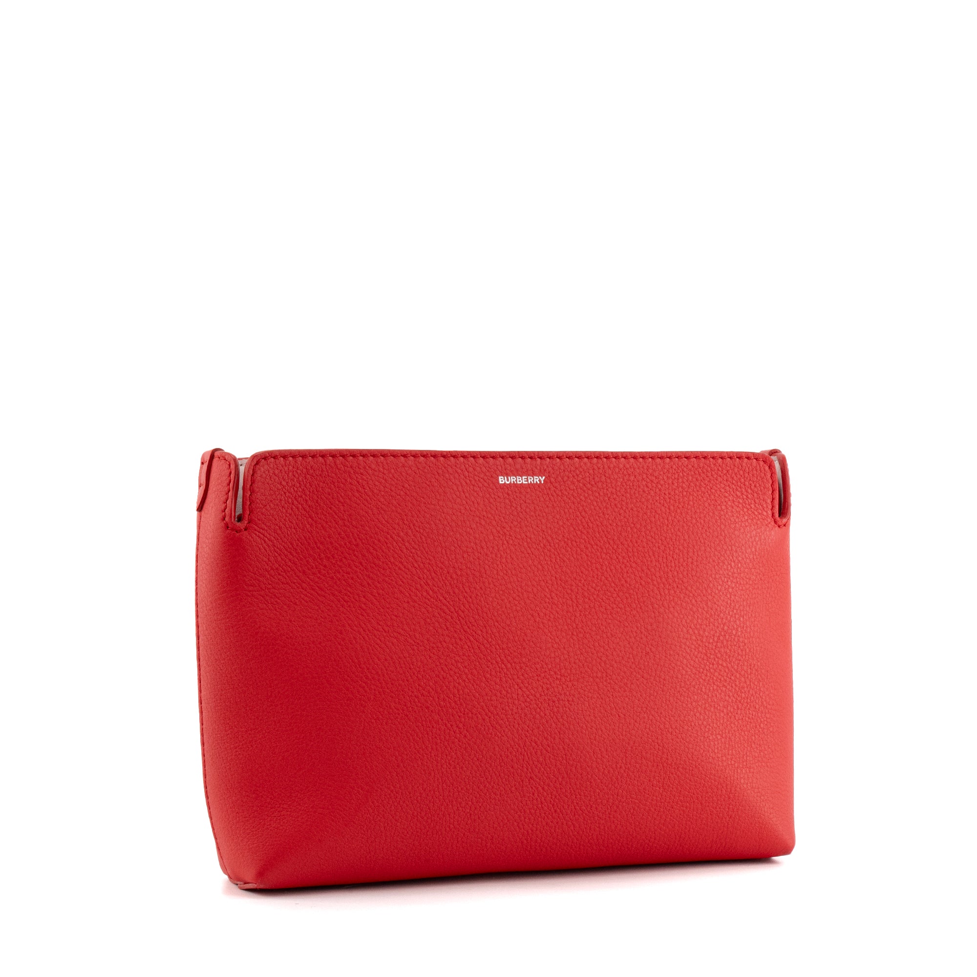 BURBERRY - Pochette Burberry en cuir grainé rouge