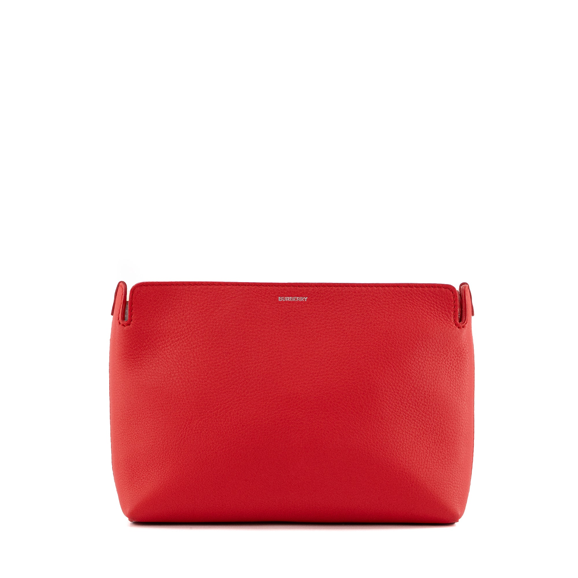 BURBERRY - Pochette Burberry en cuir grainé rouge