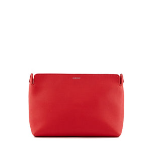 BURBERRY - Pochette Burberry en cuir grainé rouge