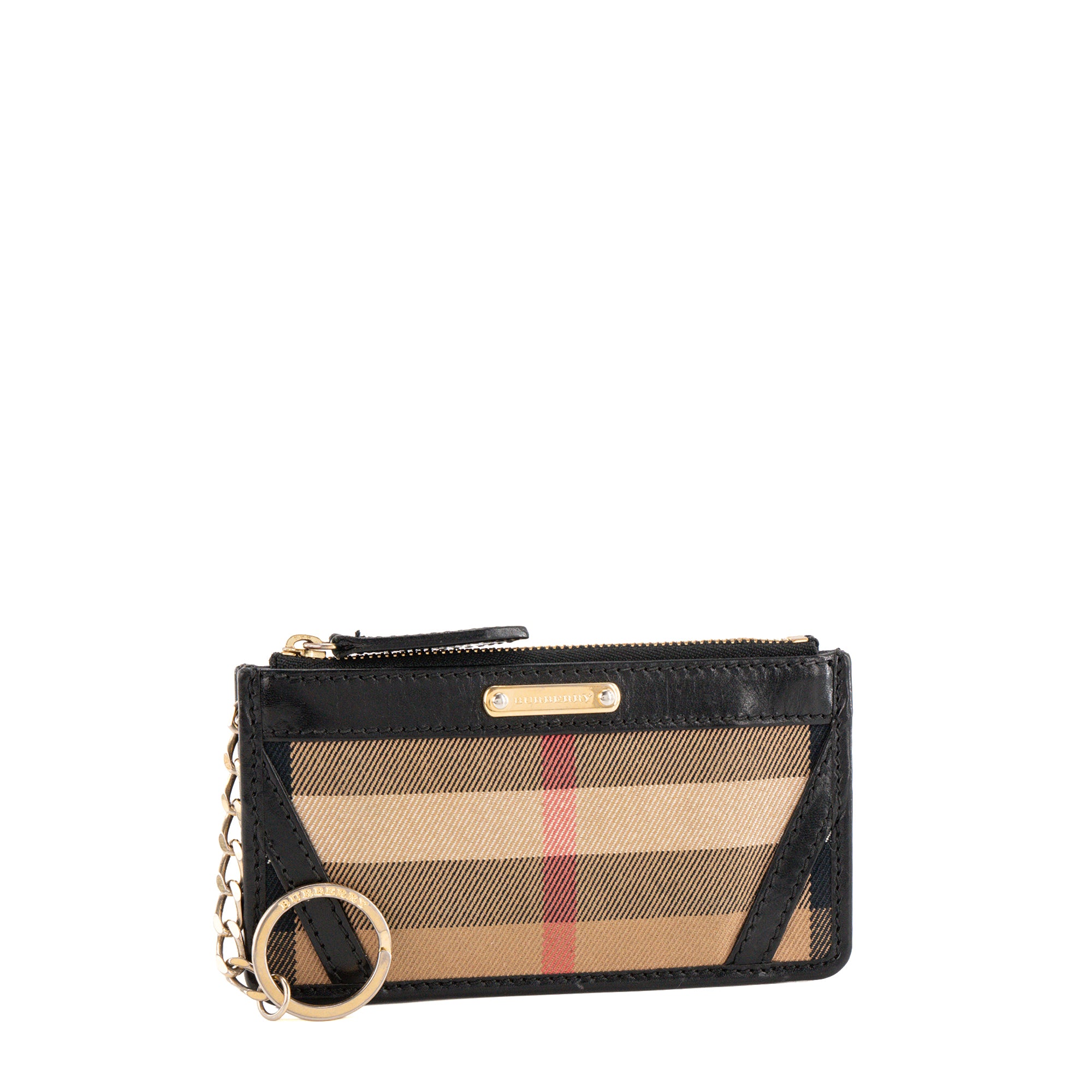 BURBERRY - Porte-monnaie Buberry en toile et cuir noir