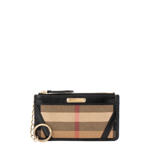 BURBERRY - Porte-monnaie Buberry en toile et cuir noir