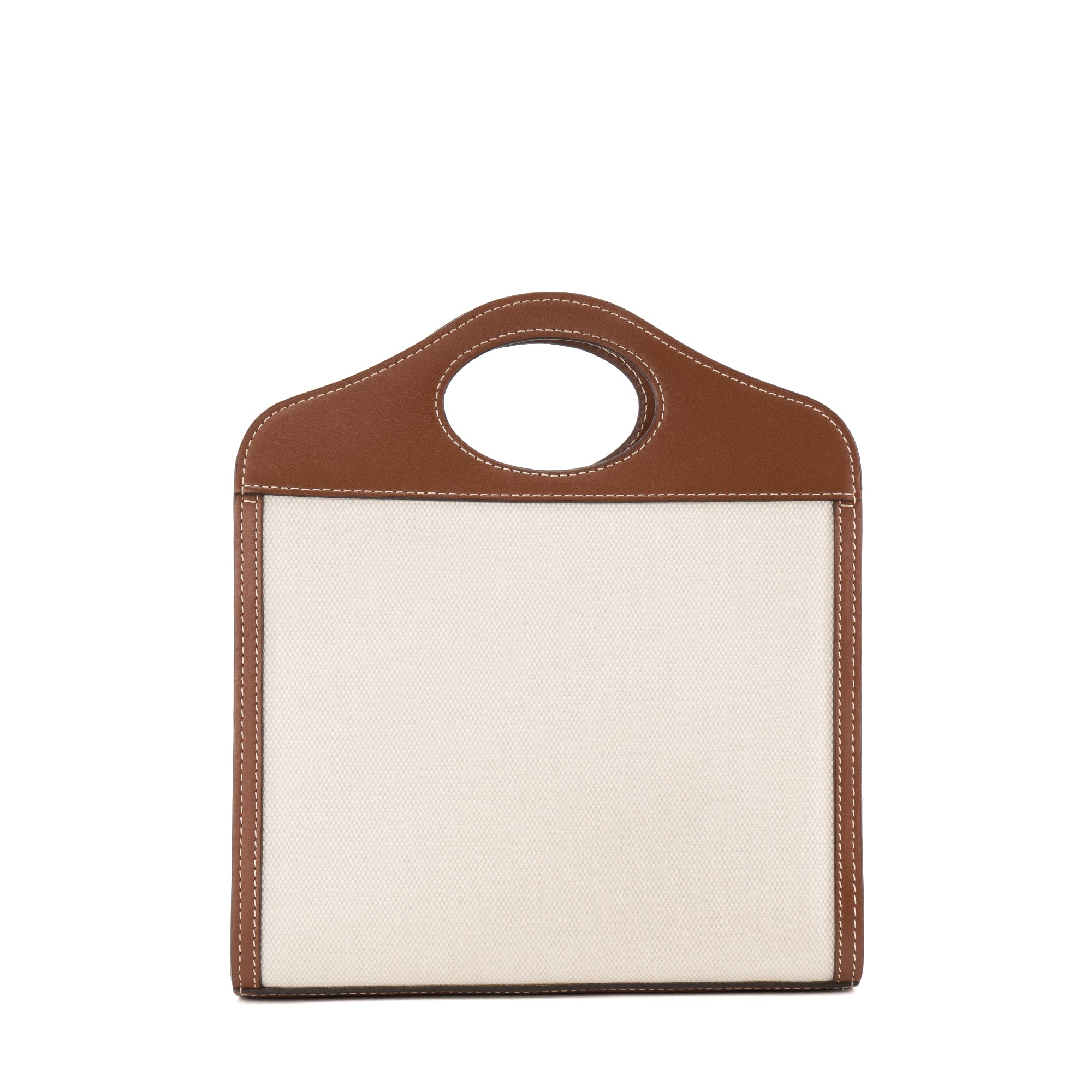 BURBERRY - Sac à bandoulière Pocket Burberry en cuir tan et toile beige