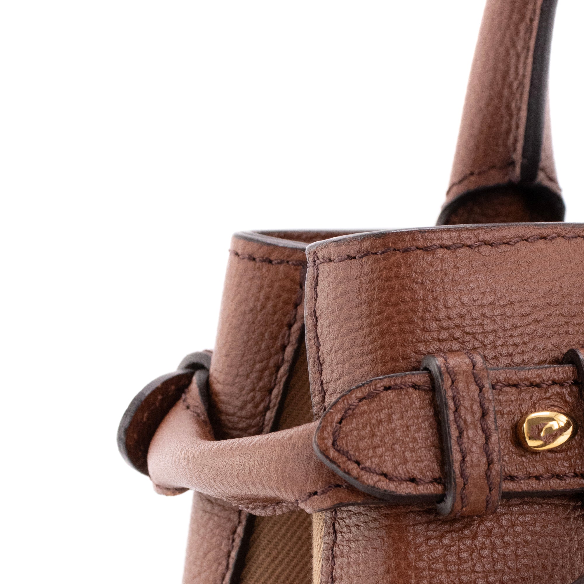 BURBERRY - Sac à main Banner small Burberry en cuir grainé marron et toile tartan