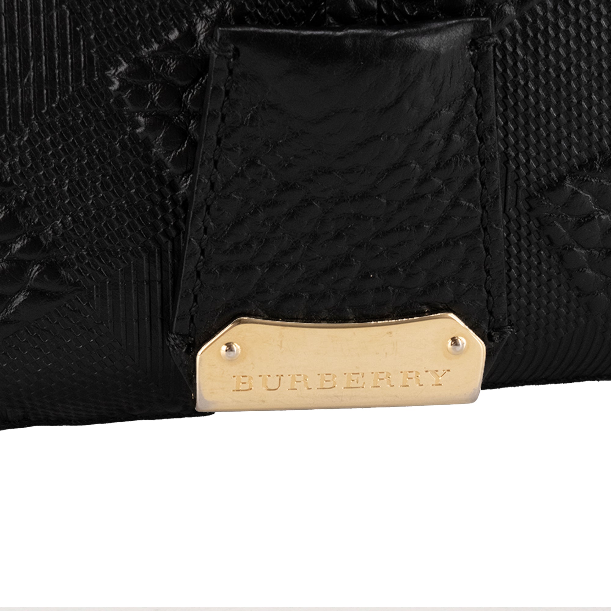 BURBERRY - Sac à main Bowling Burberry en cuir grainé et embossé noir
