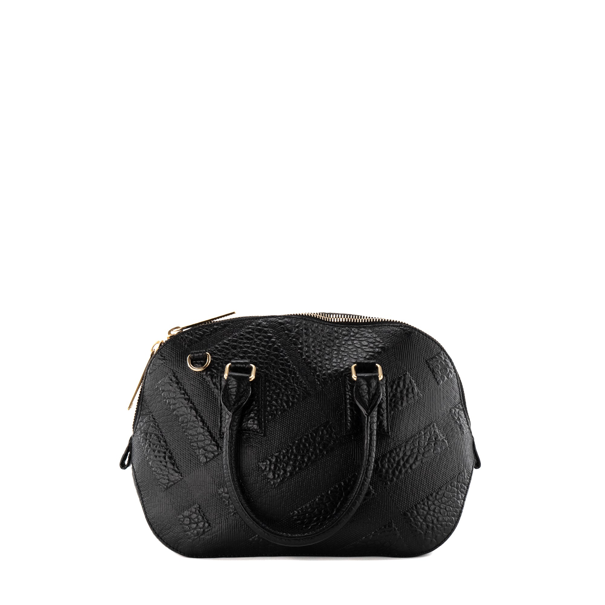 BURBERRY - Sac à main Bowling Burberry en cuir grainé et embossé noir