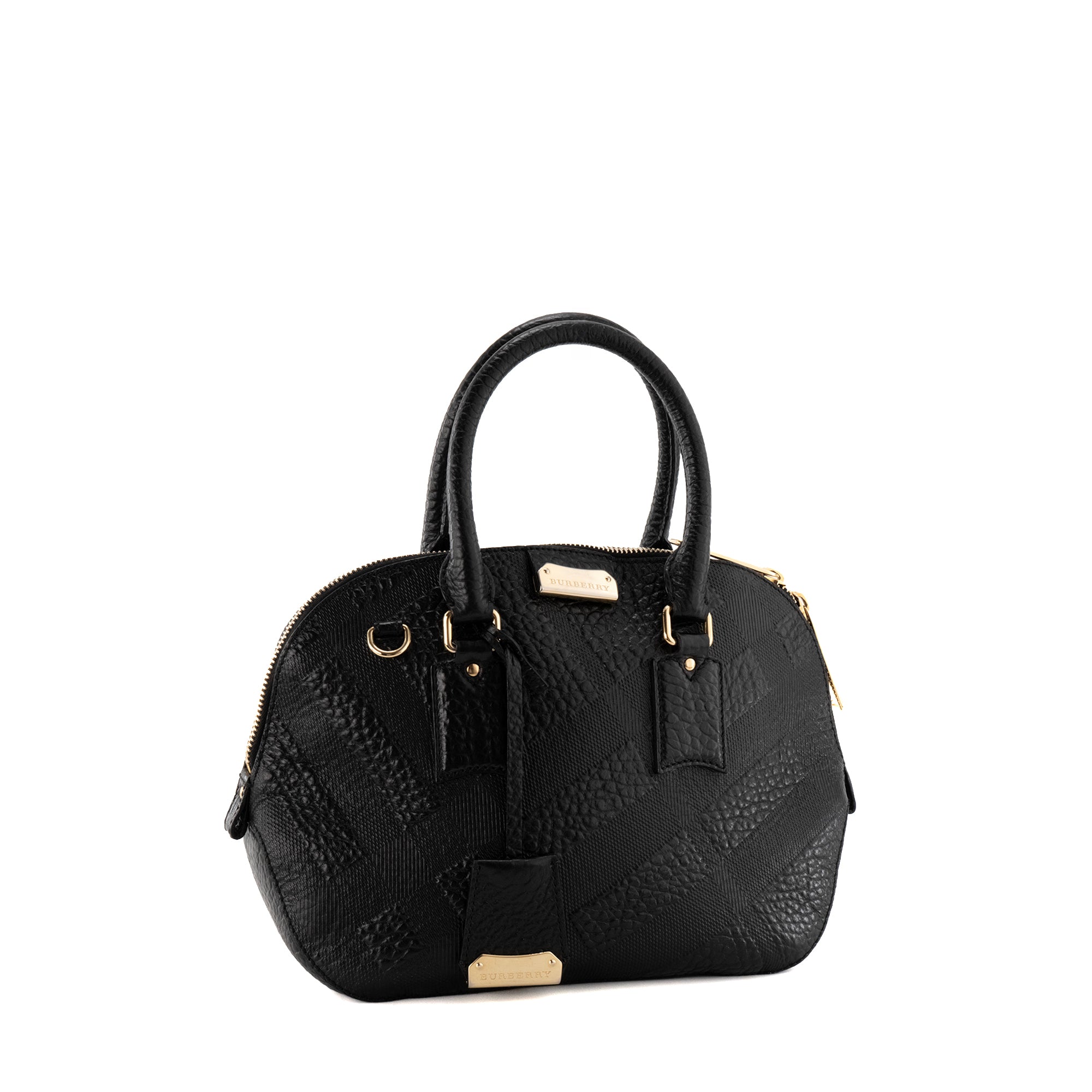 BURBERRY - Sac à main Bowling Burberry en cuir grainé et embossé noir