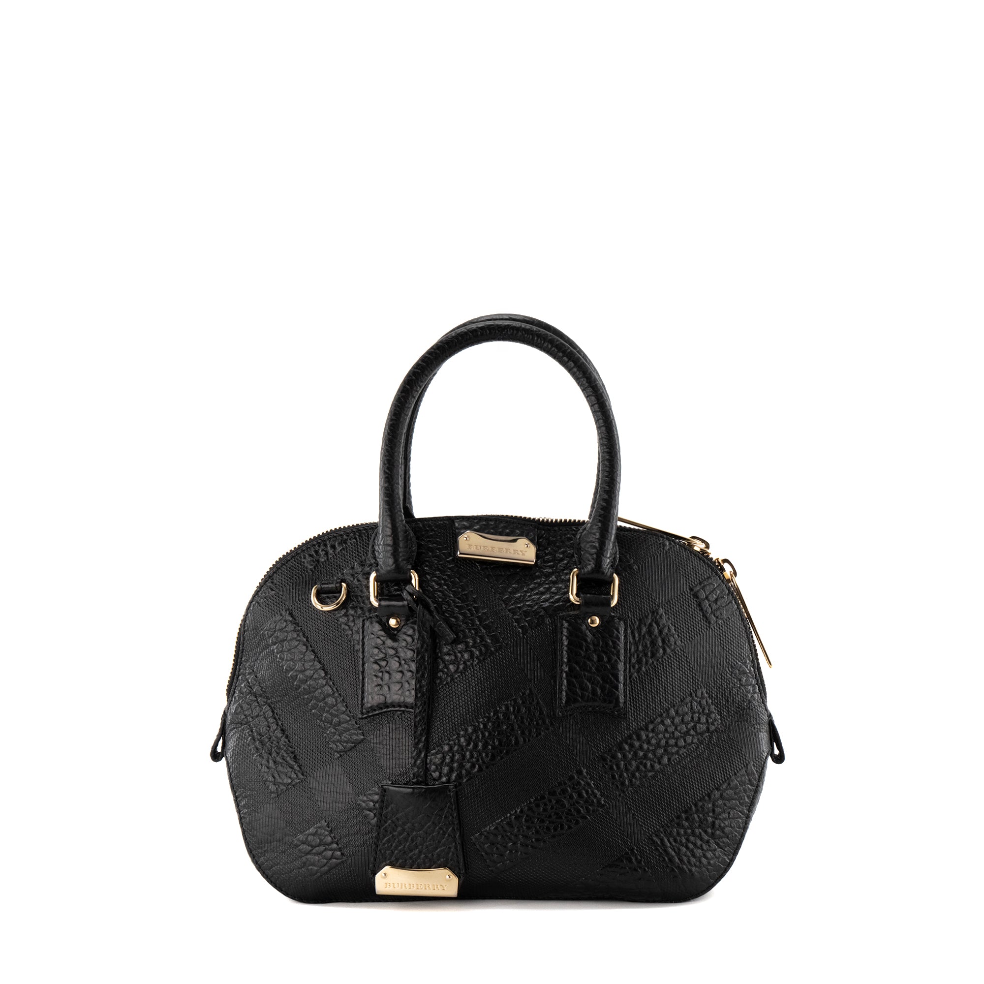 BURBERRY - Sac à main Bowling Burberry en cuir grainé et embossé noir