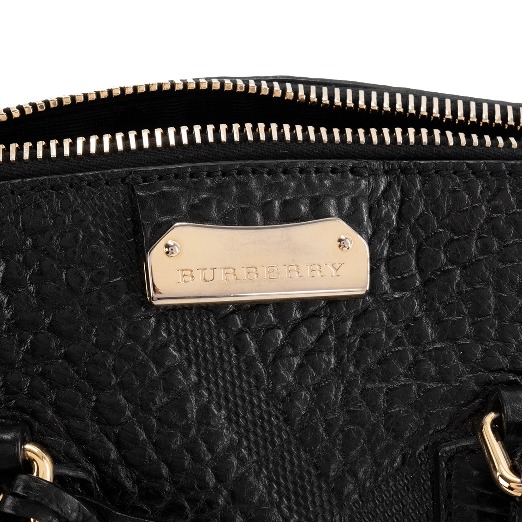 BURBERRY - Sac à main Bowling Burberry en cuir grainé et embossé noir