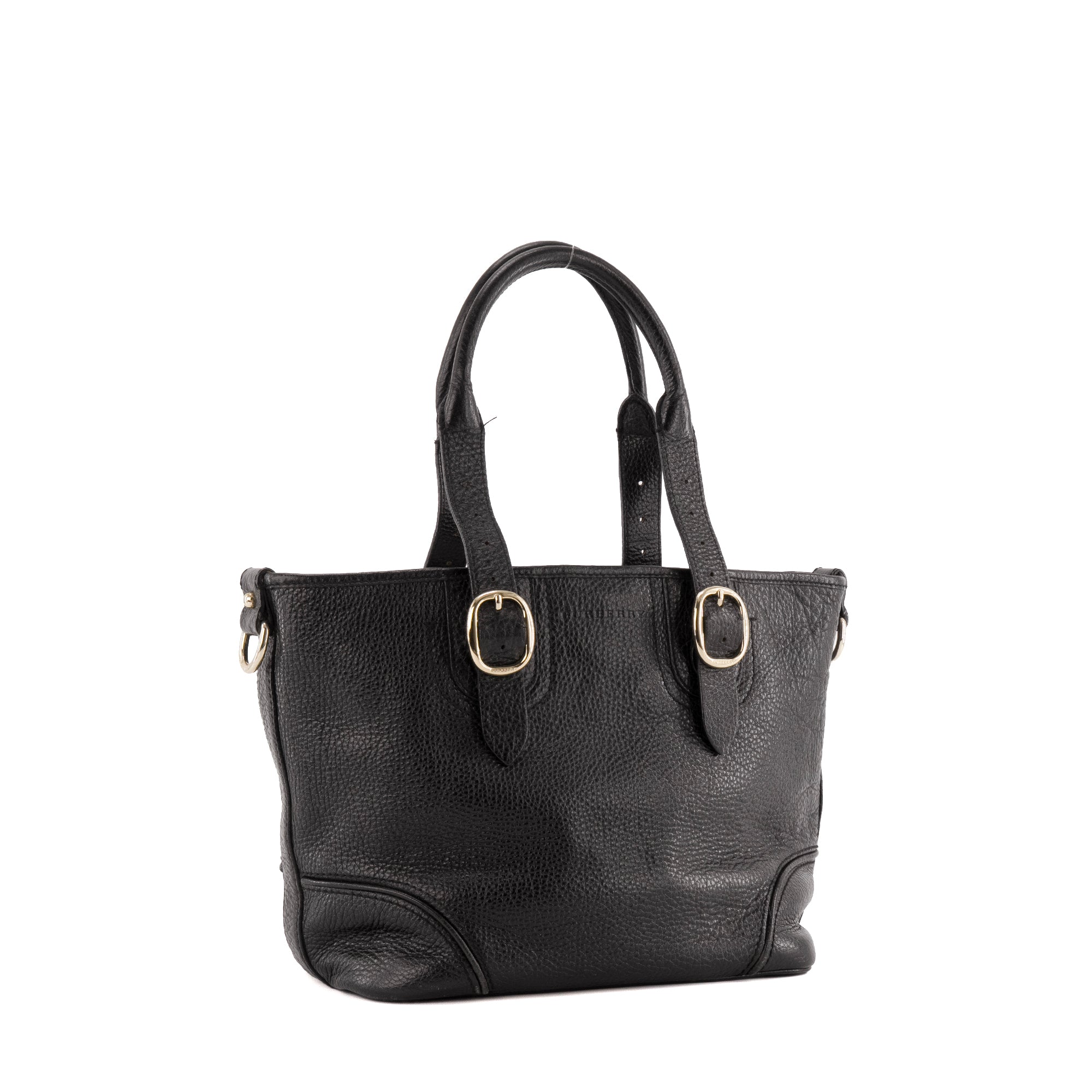 BURBERRY - Sac à main Burberry en cuir grainé noir