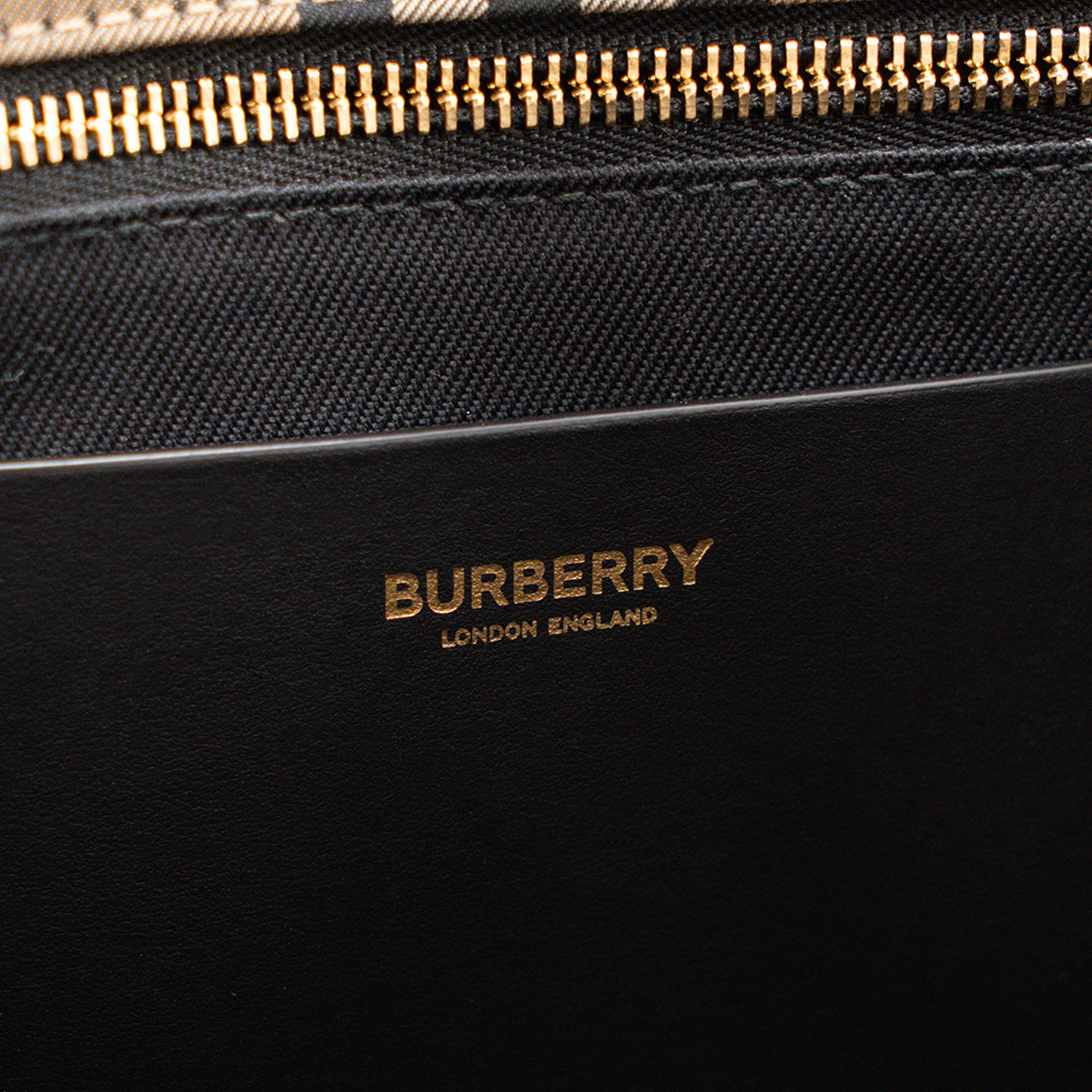 BURBERRY - Sac cabas Ashby Burberry en toile à motif Check beige et noir
