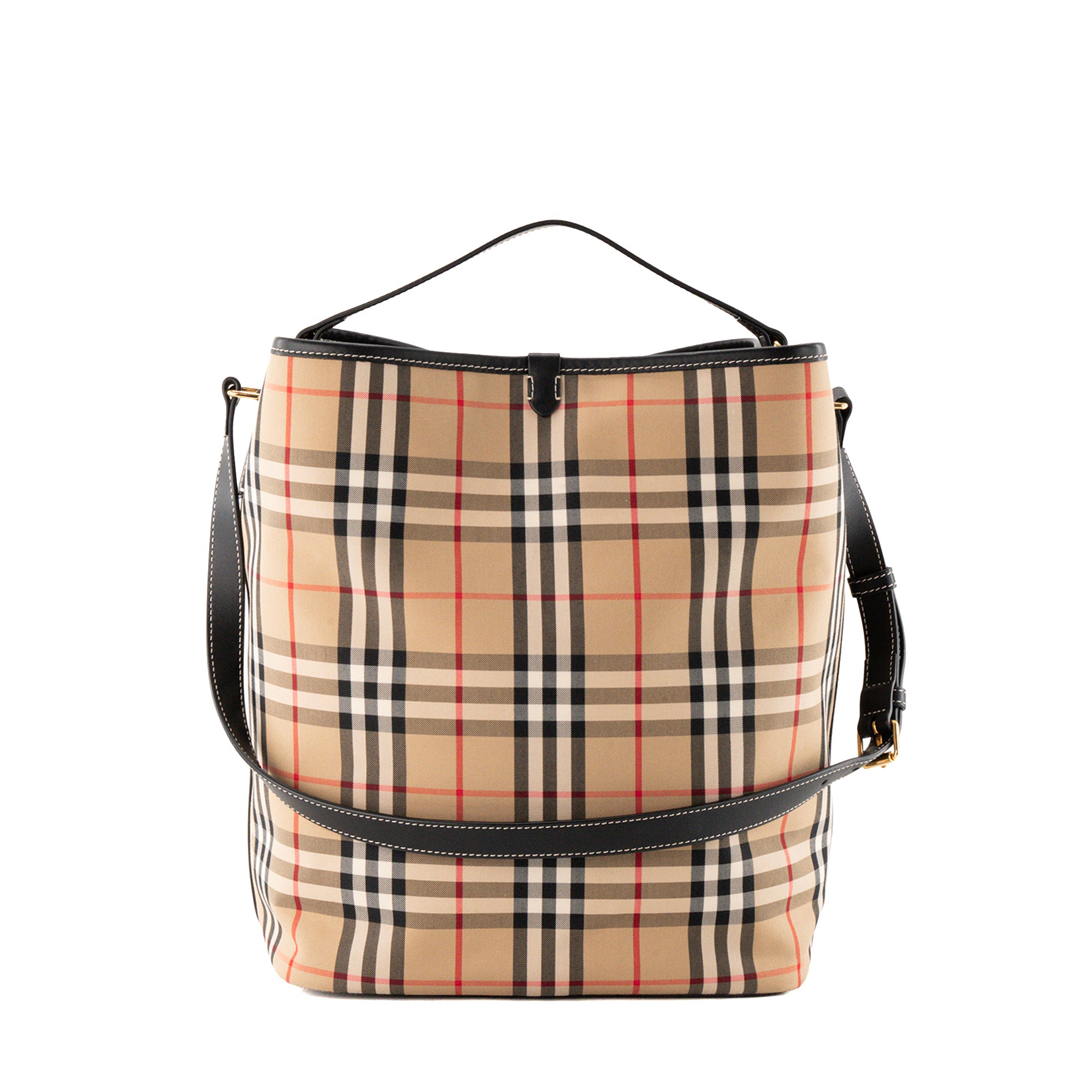 BURBERRY - Sac cabas Ashby Burberry en toile à motif Check beige et noir