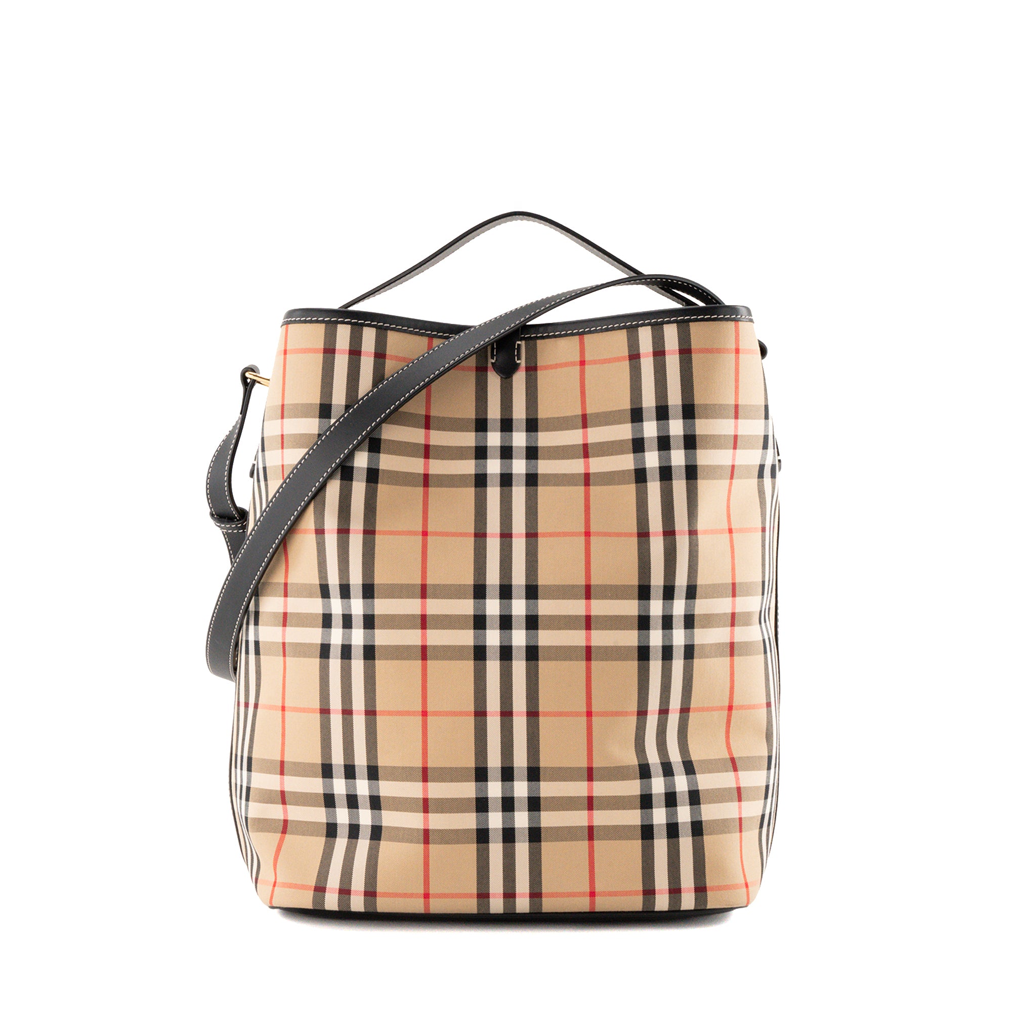 BURBERRY - Sac cabas Ashby Burberry en toile à motif Check beige et noir