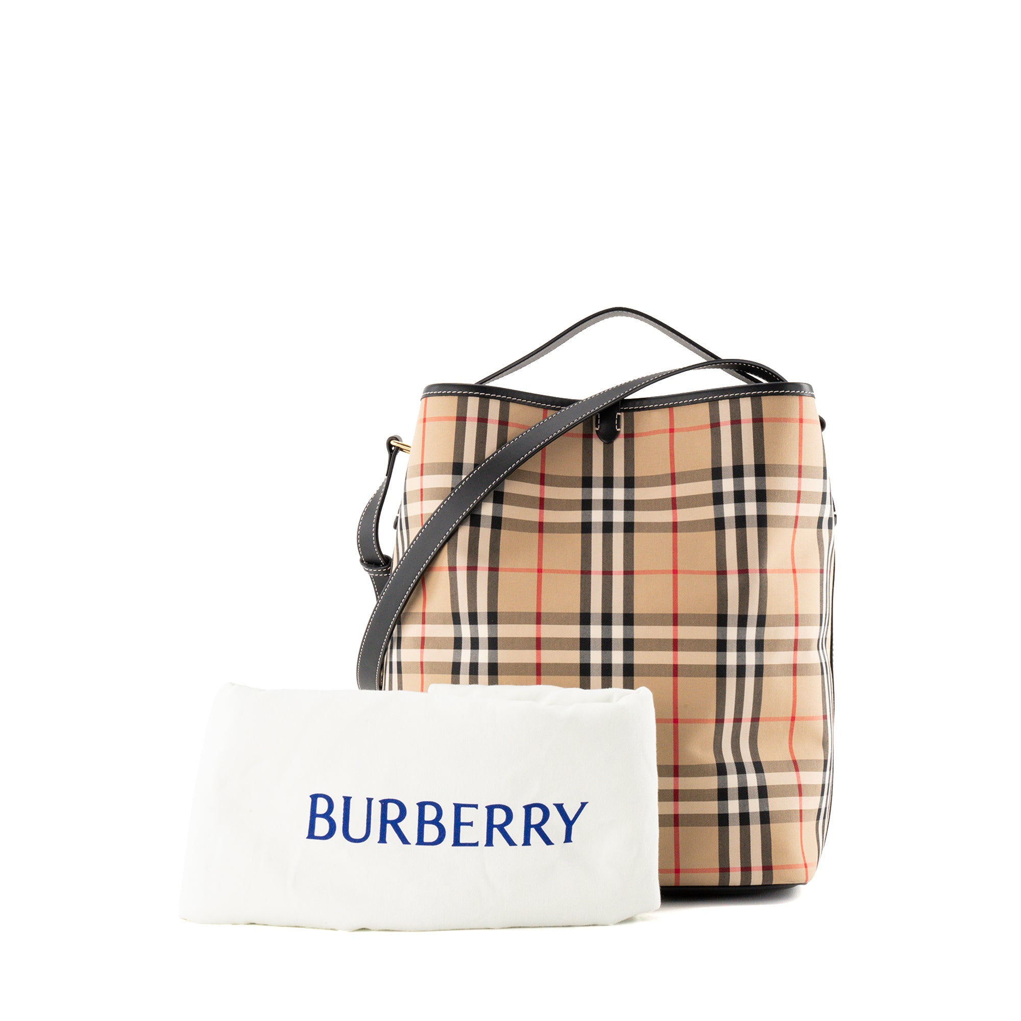 BURBERRY - Sac cabas Ashby Burberry en toile à motif Check beige et noir