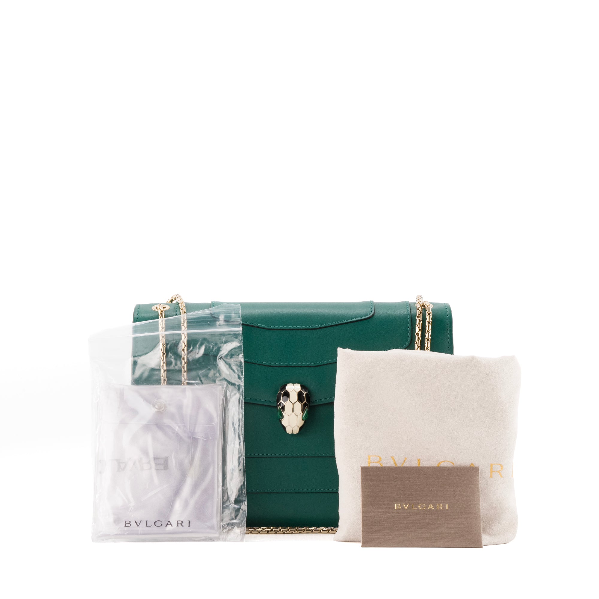 BULGARI - Sac à bandoulière Serpenti Bvlgari en cuir lisse vert