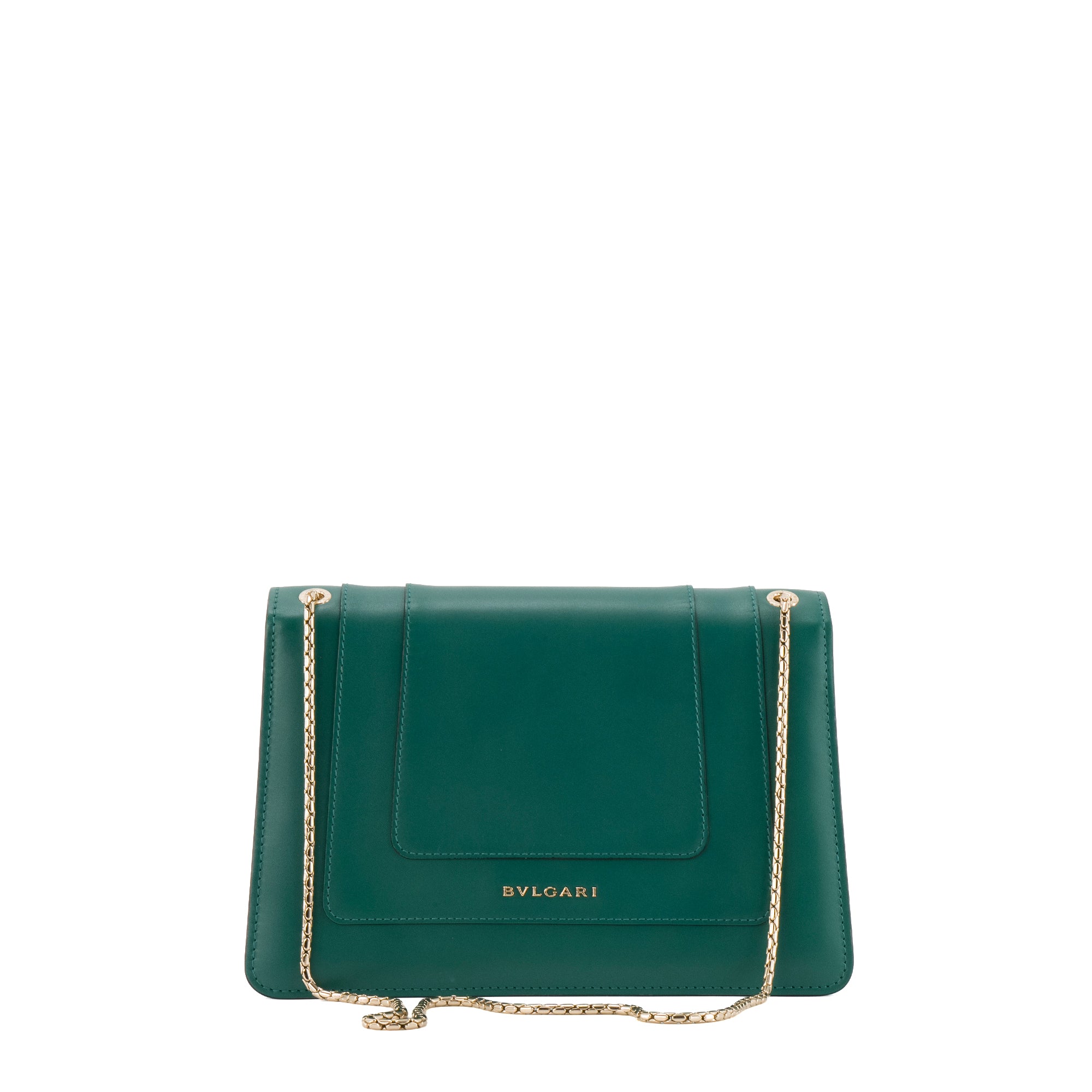 BULGARI - Sac à bandoulière Serpenti Bvlgari en cuir lisse vert