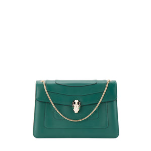 BULGARI - Sac à bandoulière Serpenti Bvlgari en cuir lisse vert