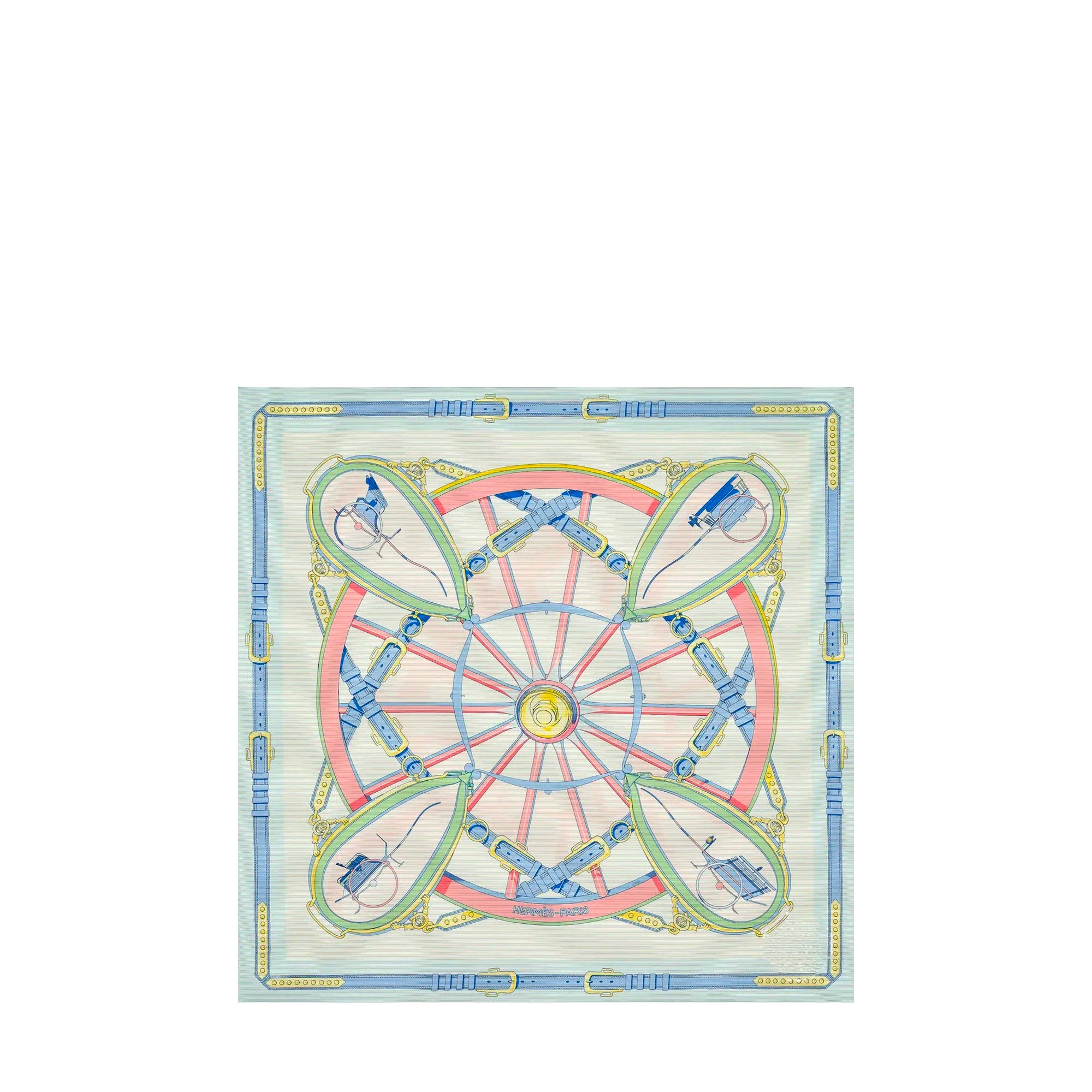 HERMÈS - Carré 90 Chemise en Roue Libre Hermès en soie multicolore