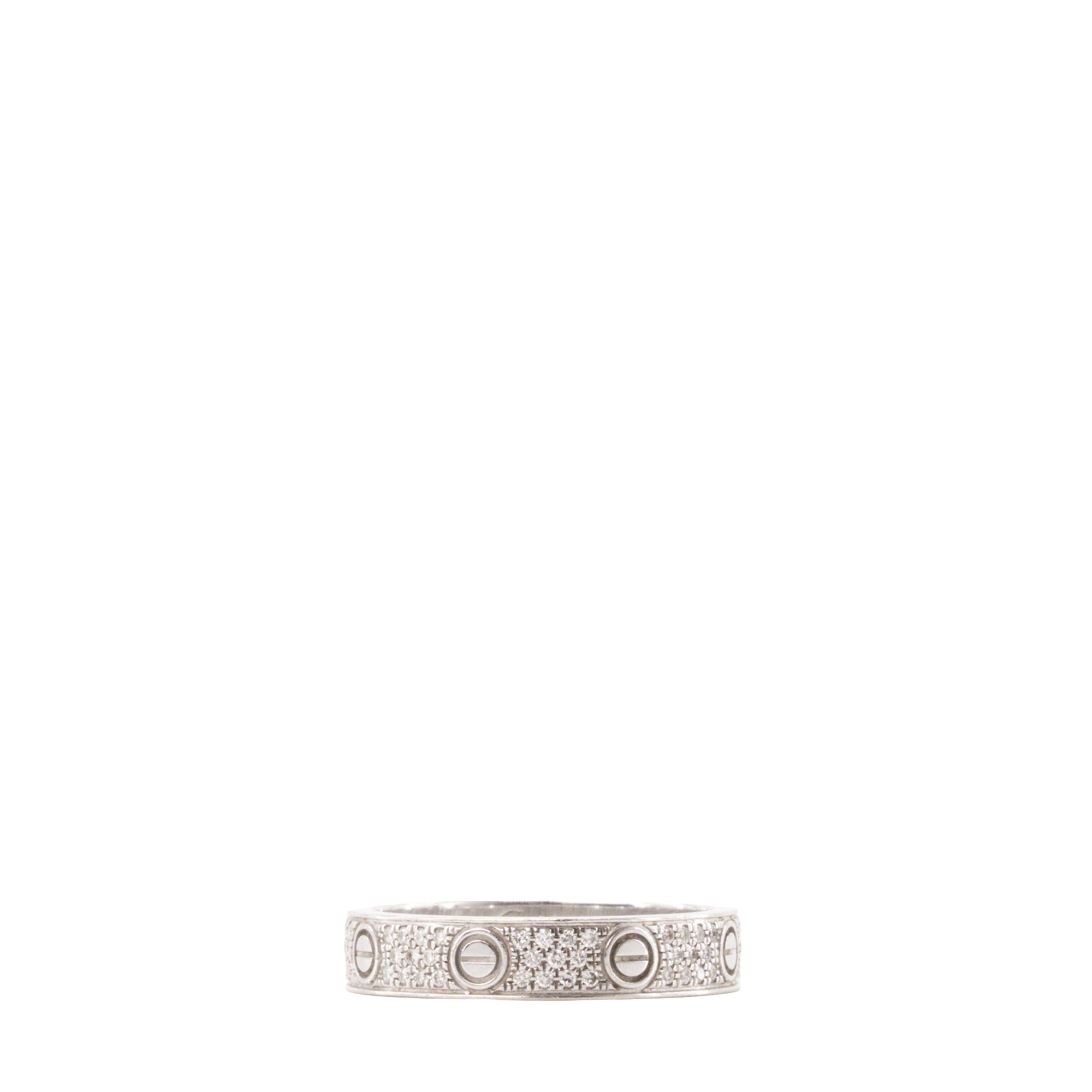CARTIER - Bague Love pavée PM Cartier en or blanc et diamants (T52)