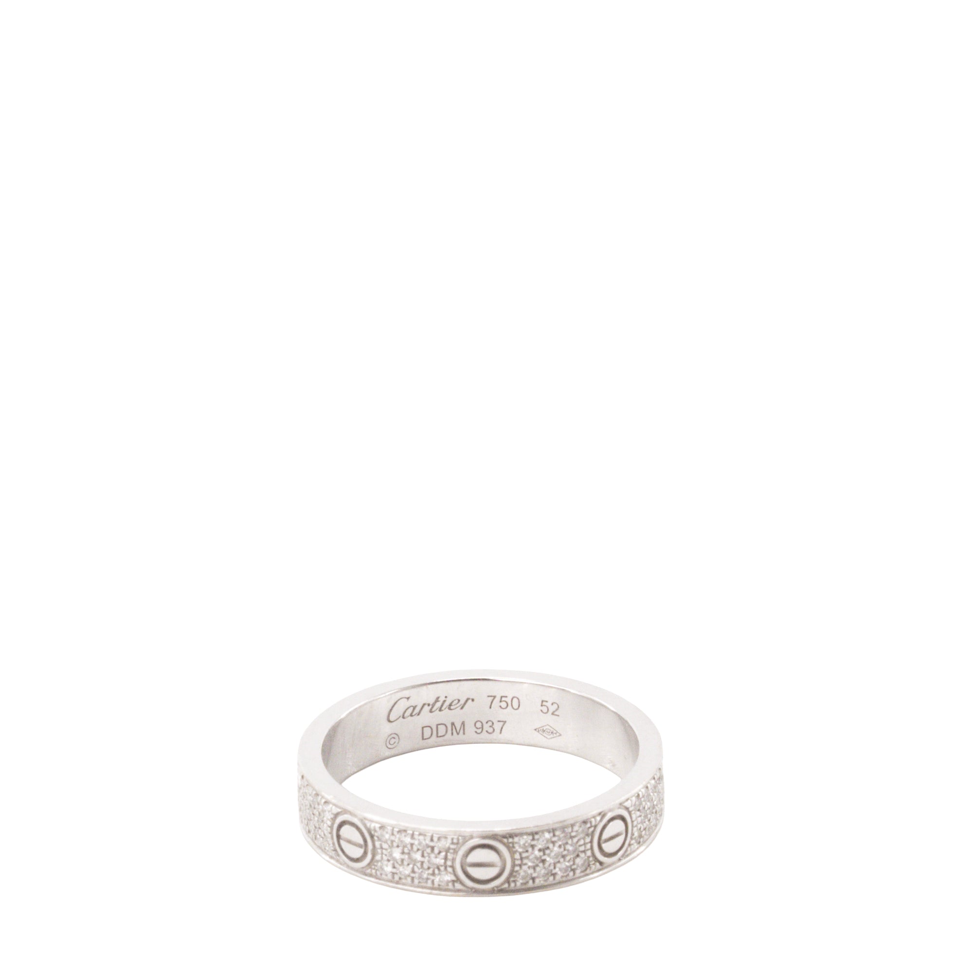 CARTIER - Bague Love pavée PM Cartier en or blanc et diamants (T52)