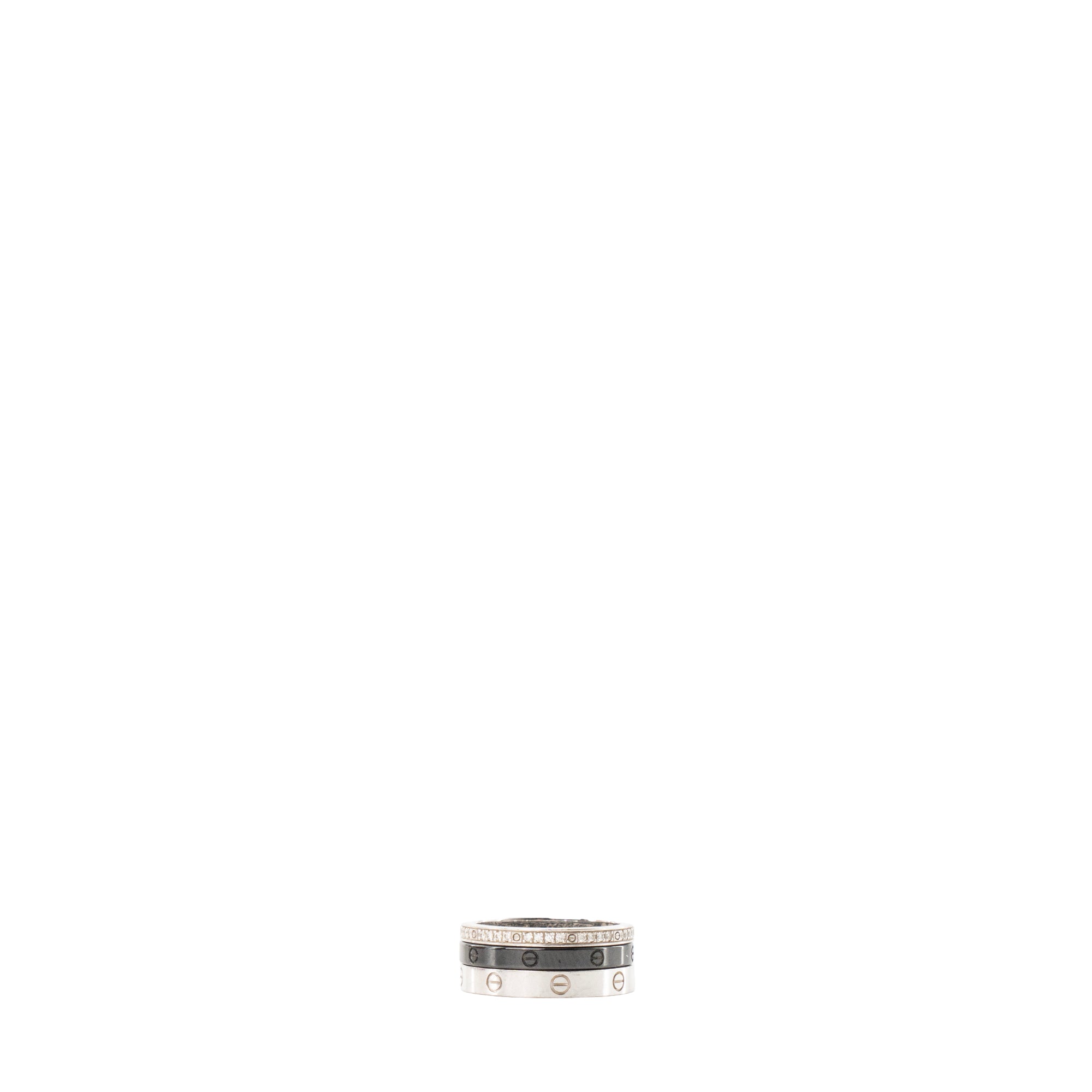 CARTIER - Bague Trois Corps Love Cartier en or blanc et céramique (T53)