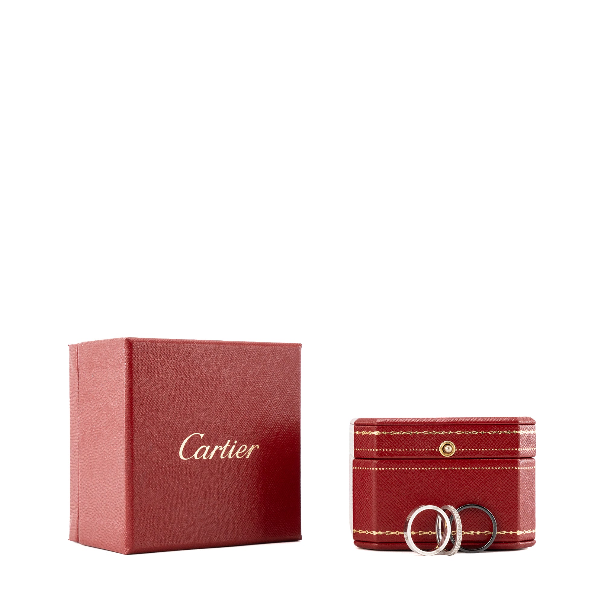 CARTIER - Bague Trois Corps Love Cartier en or blanc et céramique (T53)