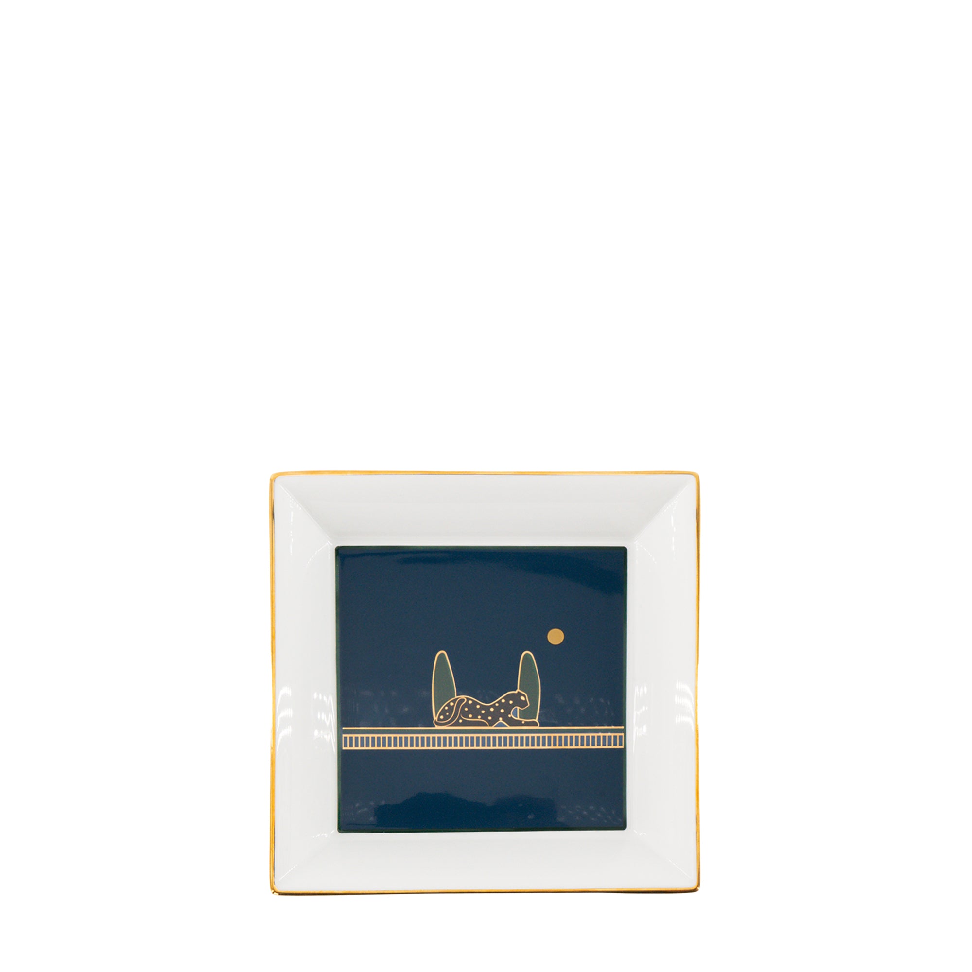 CARTIER - Vide poche Panthère Cartier en porcelaine blanche et bleu