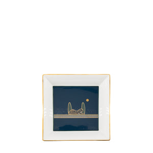 CARTIER - Vide poche Panthère Cartier en porcelaine blanche et bleu