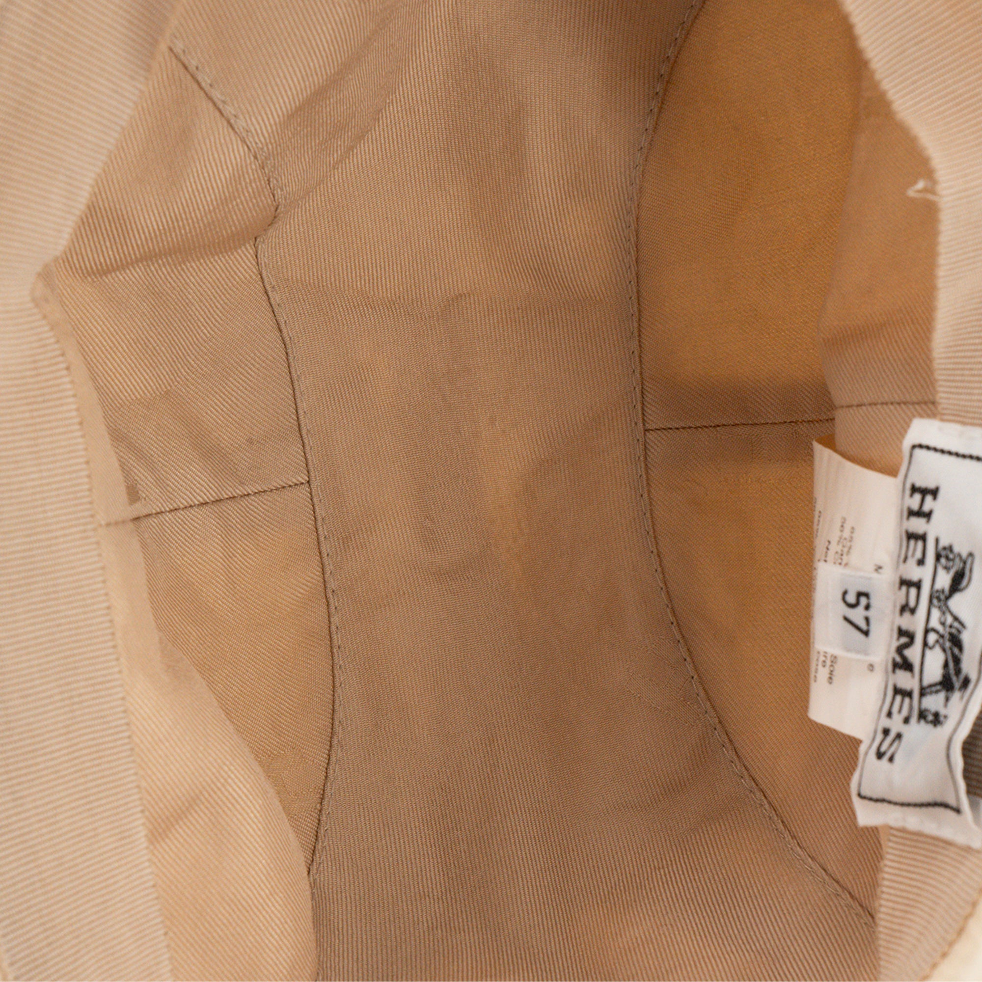 HERMÈS - Casquette Davis Jungle Hèrmes beige et orange (T57)