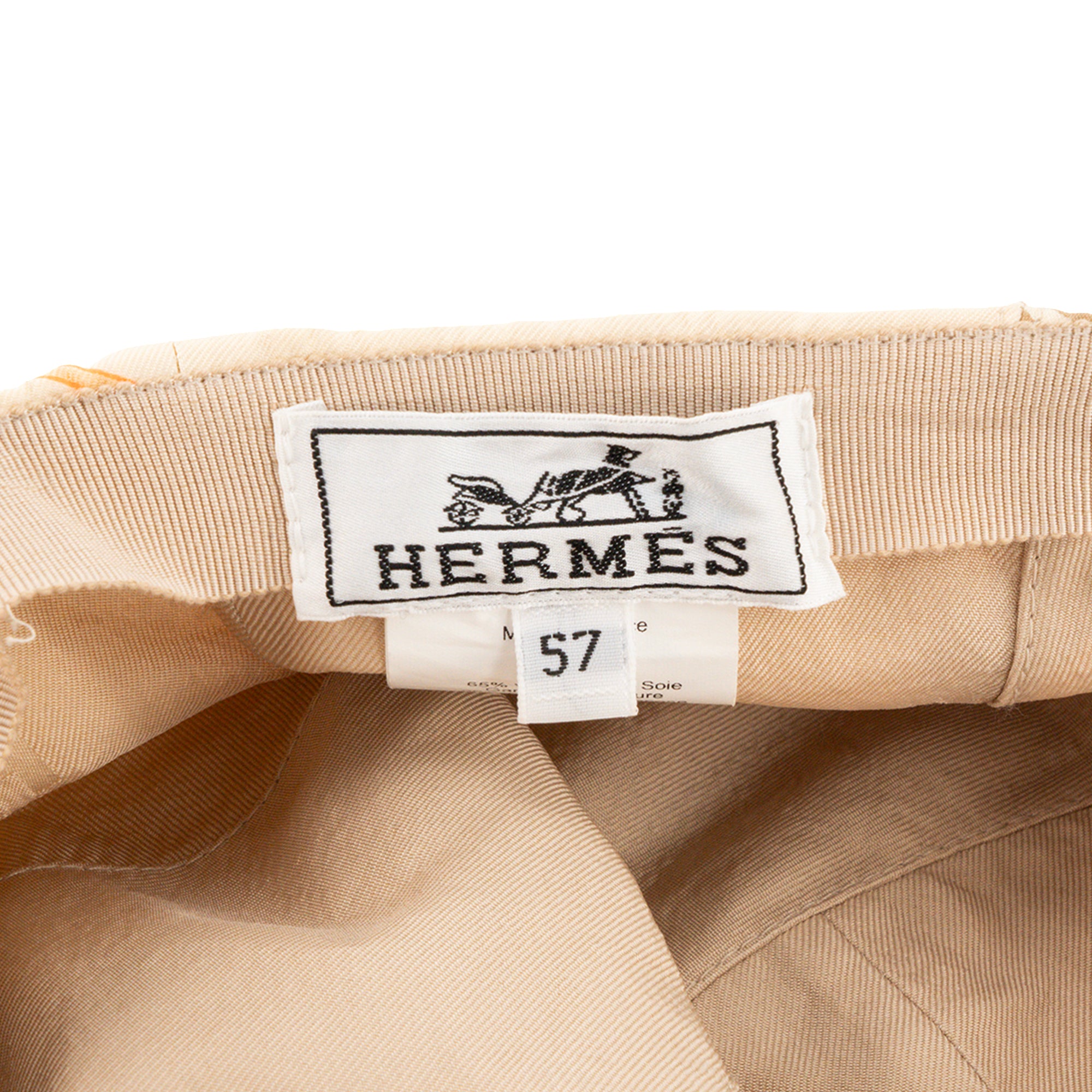 HERMÈS - Casquette Davis Jungle Hèrmes beige et orange (T57)