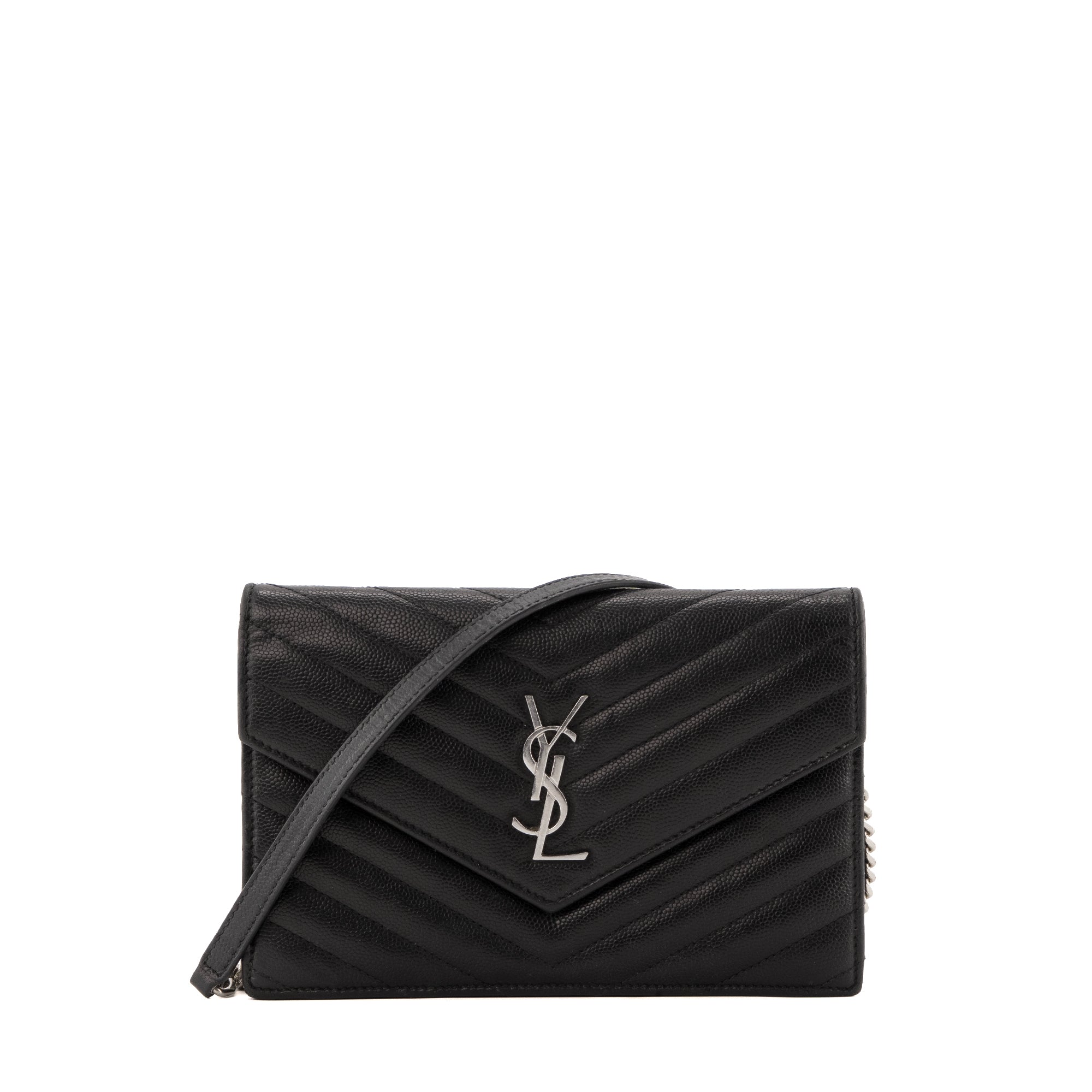 SAINT LAURENT - Sac à bandoulière Cassandre Saint Laurent en cuir grainé noir